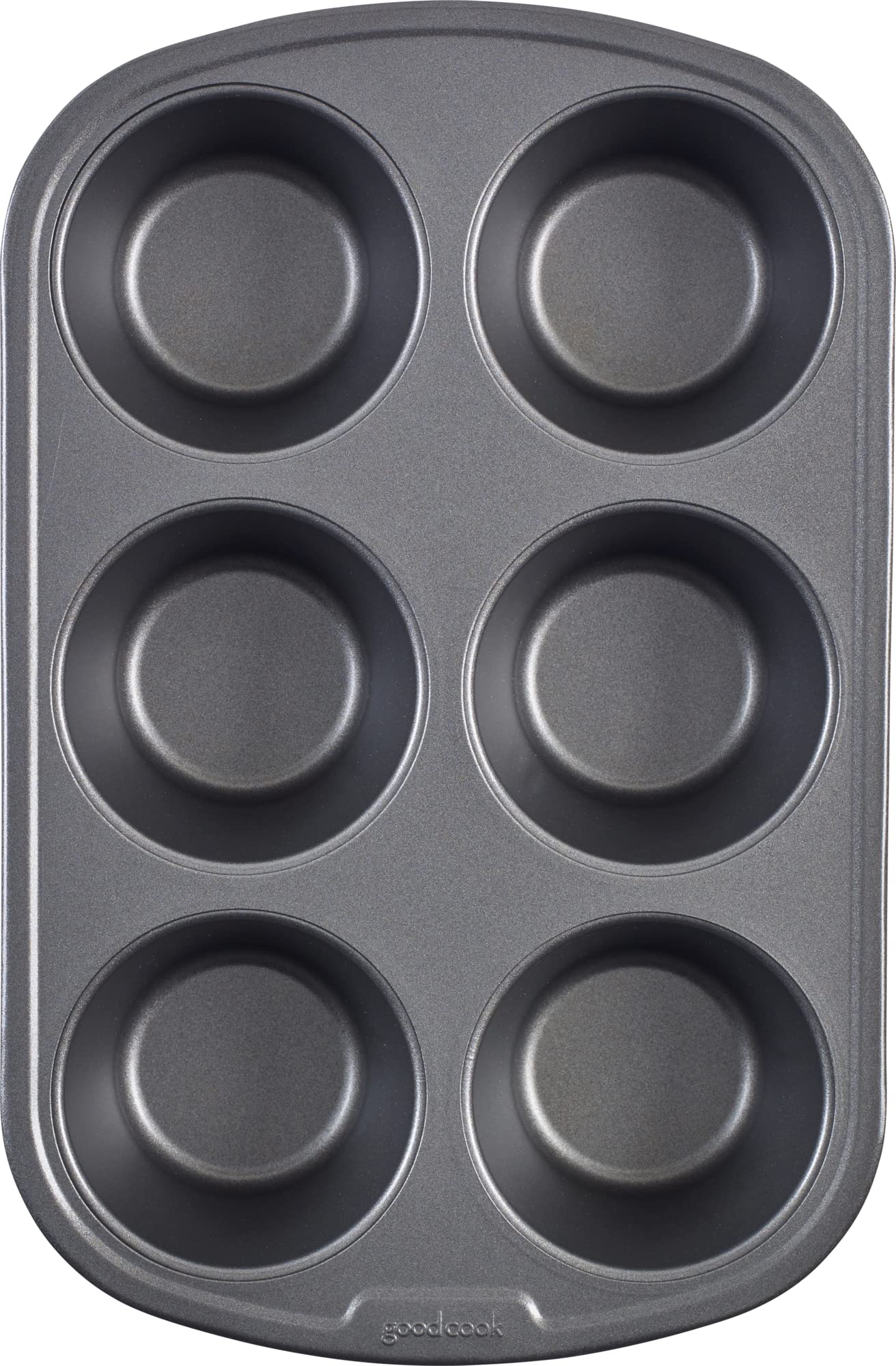 good cook GoodCook Everyday Nonstick Steel Jumbo Texas Muffin Pan 6-Cup Gray