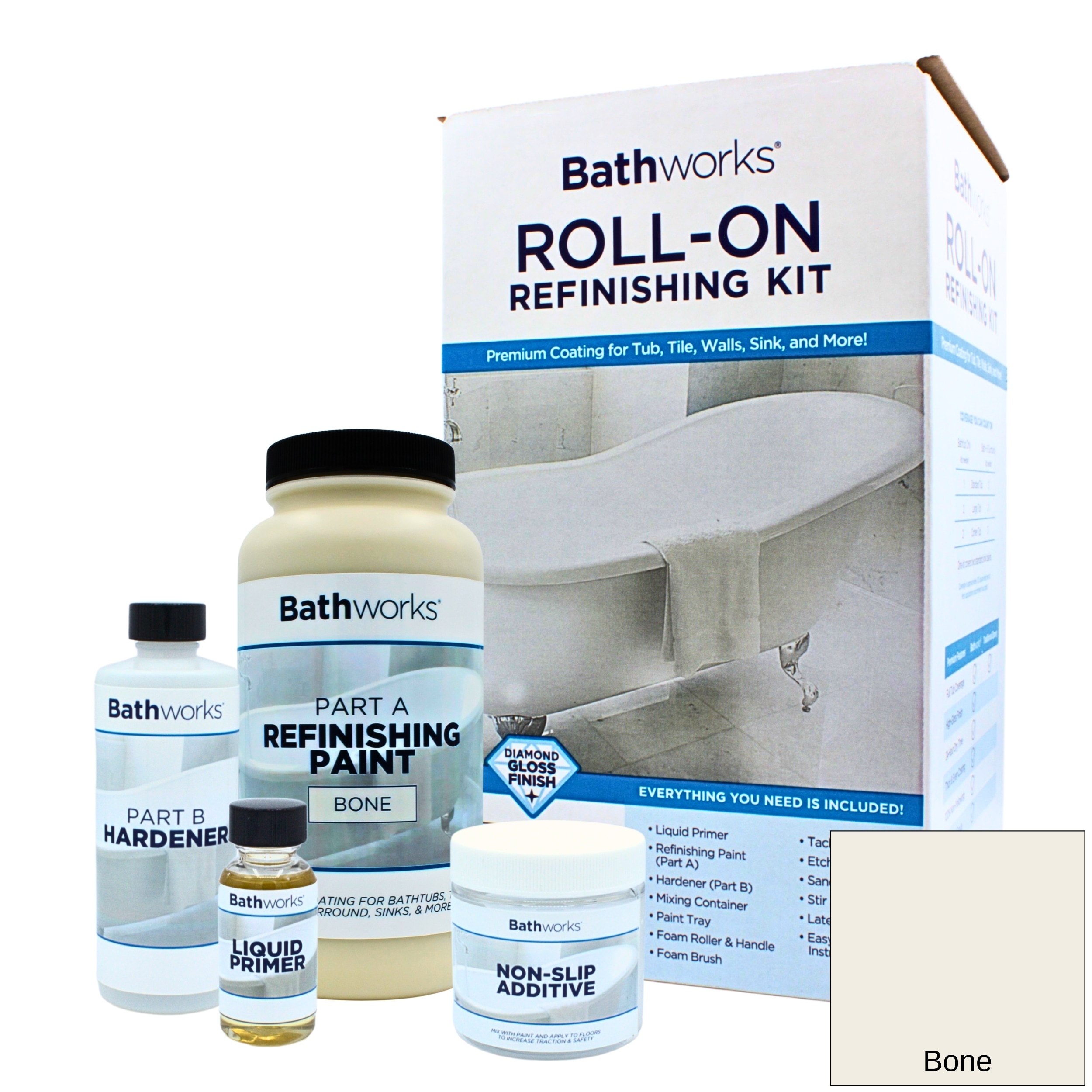 Bathworks BWNS-09 Premium Bone High-gloss Anti-Skid Tub Tile Refinishing paint ( Kit )