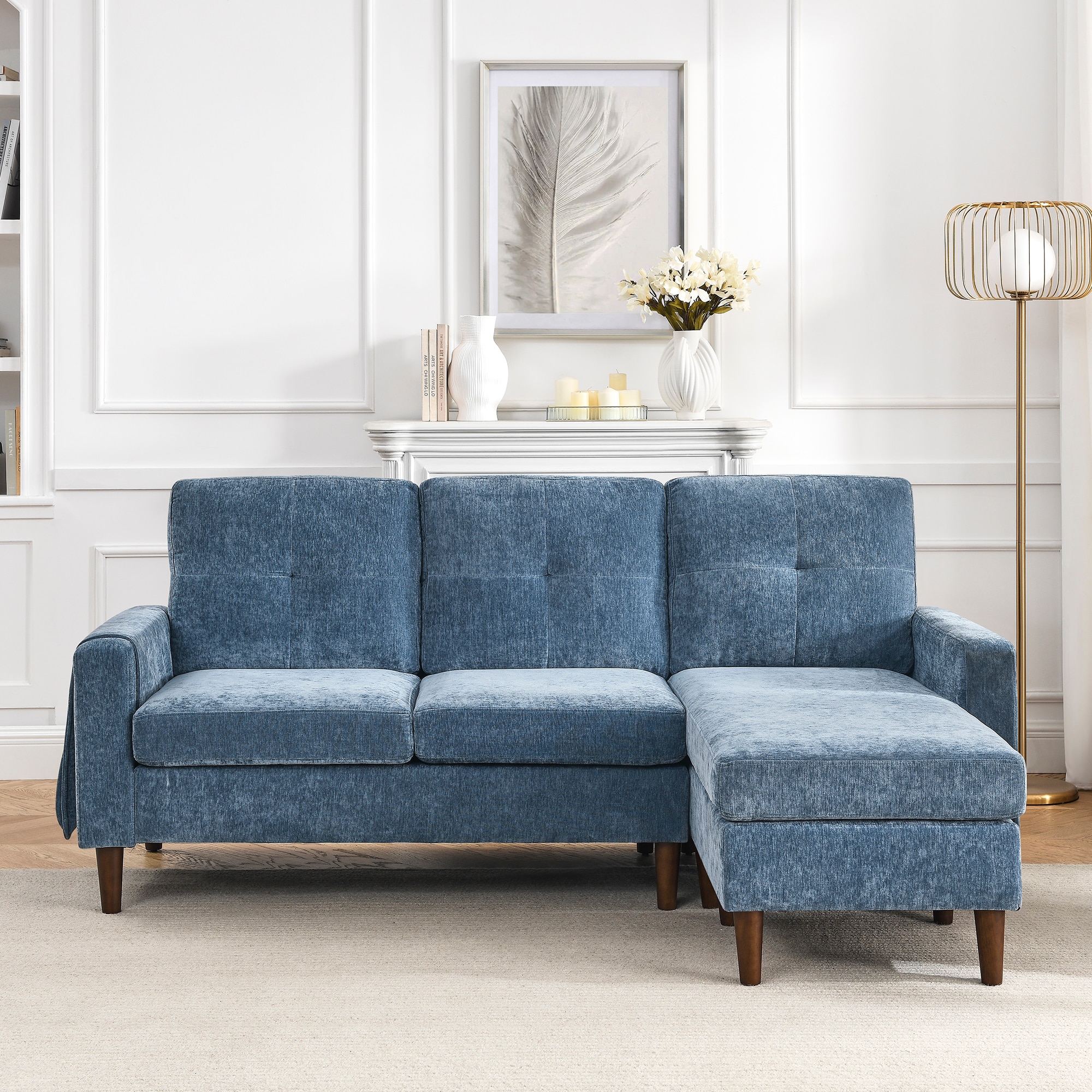 CASAINC Sectional sofa Modern 2-Piece Polyester/Polyester Blend Blue ...