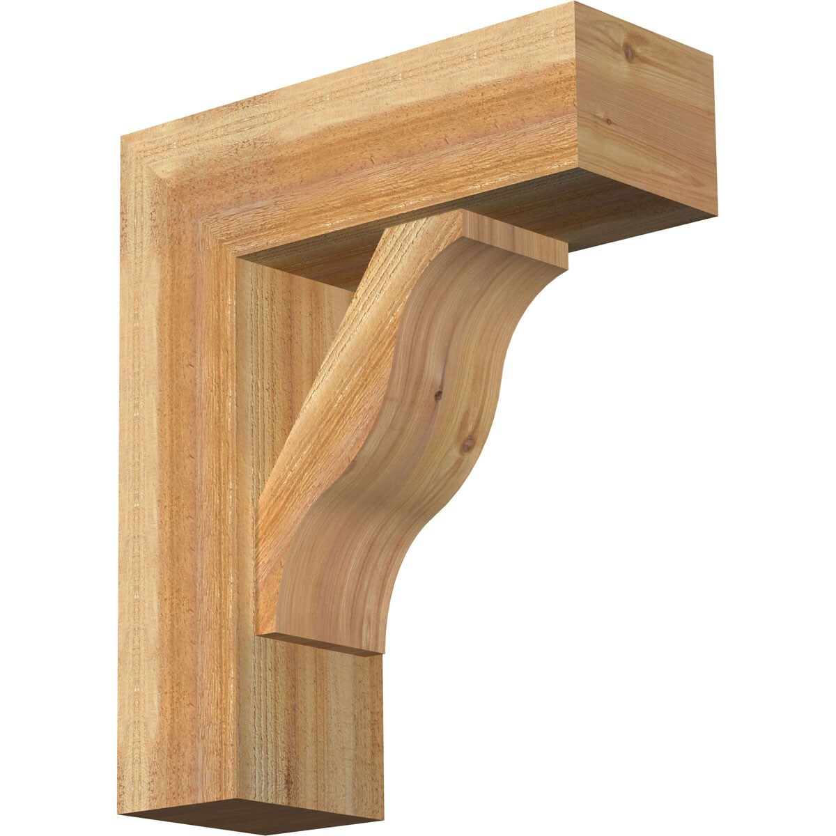 Ekena Millwork 1462271 Funston Block Rough Sawn Bracket with Offset Brace Western Red Cedar Wood Standard Bracket