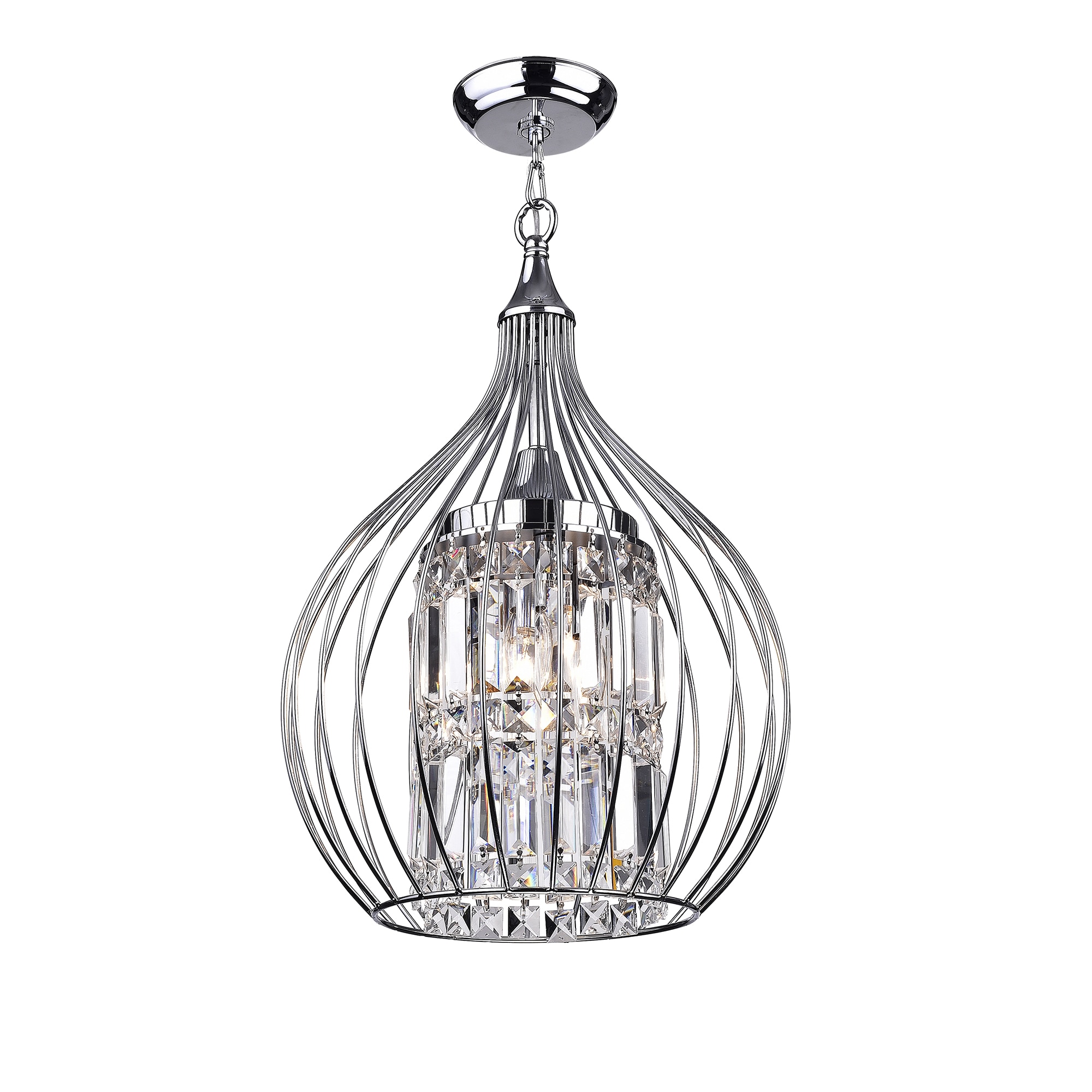 KINWELL BSC-GS010-SR Flush mount with crystal 3 -Light 13.4-in Chrome Semi Flush Mount Light