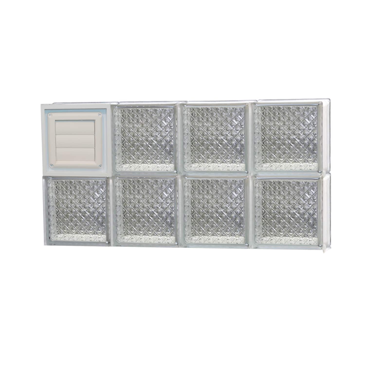 REDI2SET D3216DP Diamond Glass 31-in x 15-1/2-in Frameless Replacement Dryer vent Glass Block Window