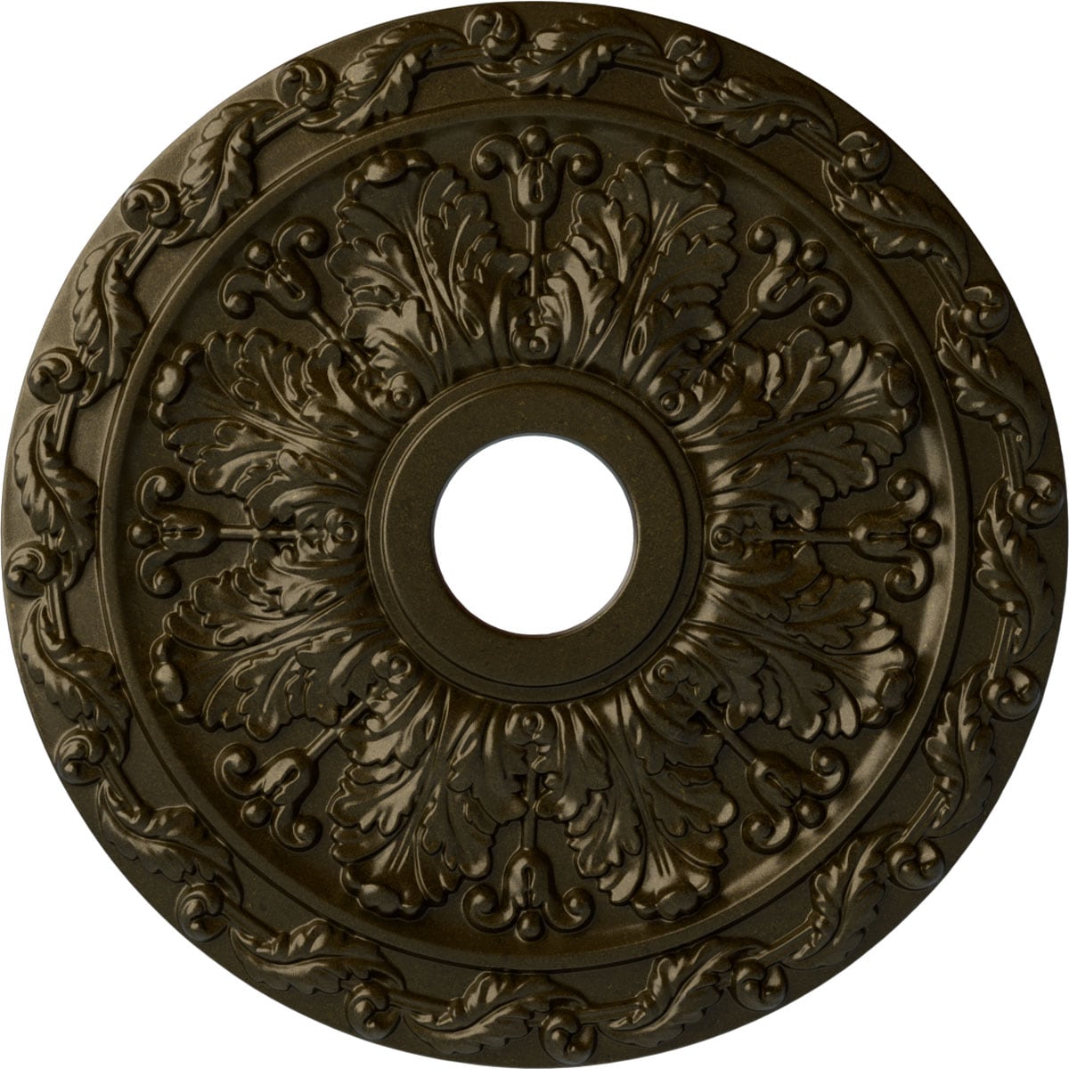 Ekena Millwork CM19SPGGS Spring Leaf 19.875-in W x 19.875-in L Painted Green Gold Polyurethane Whole Ceiling Medallion