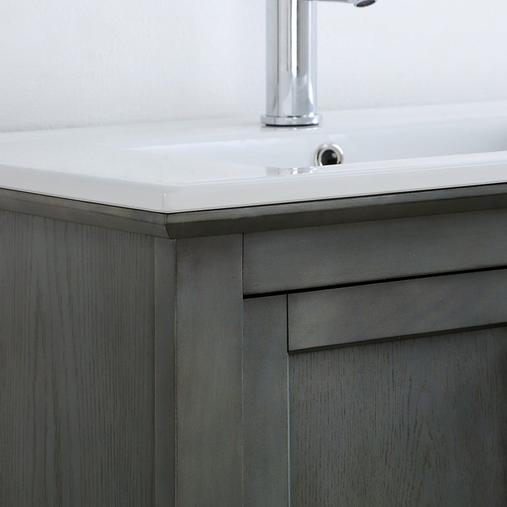 Manchester 30" Gray Solid Wood Freestanding Vanity with Ceramic Sink