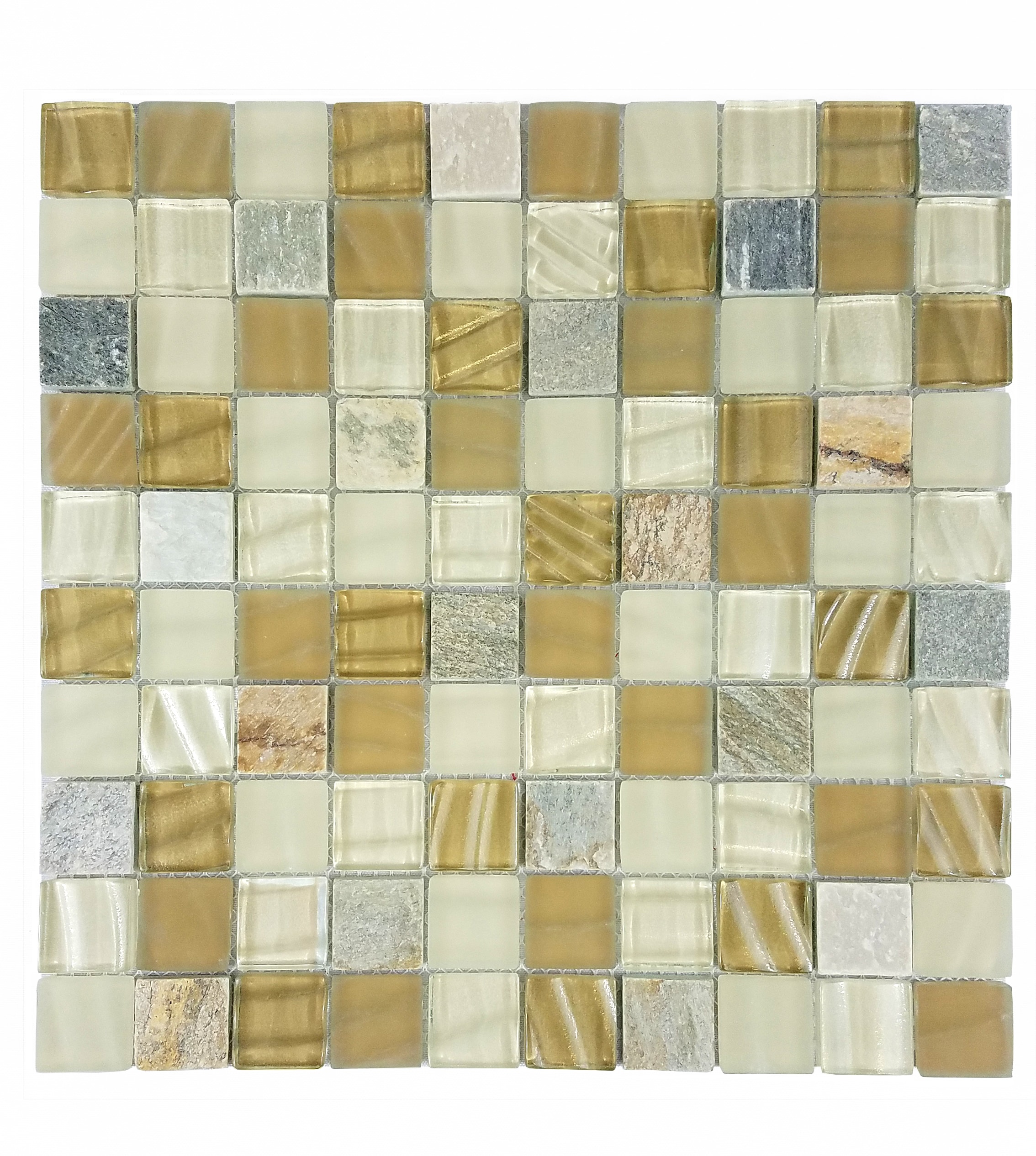 Abolos LWSNEW0101-CA New Era II California beige/multifinish 12-in x 12-in Multi-finish Glass Stone look Mosaic Wall Tile ( 11.99-sq ft Carton )