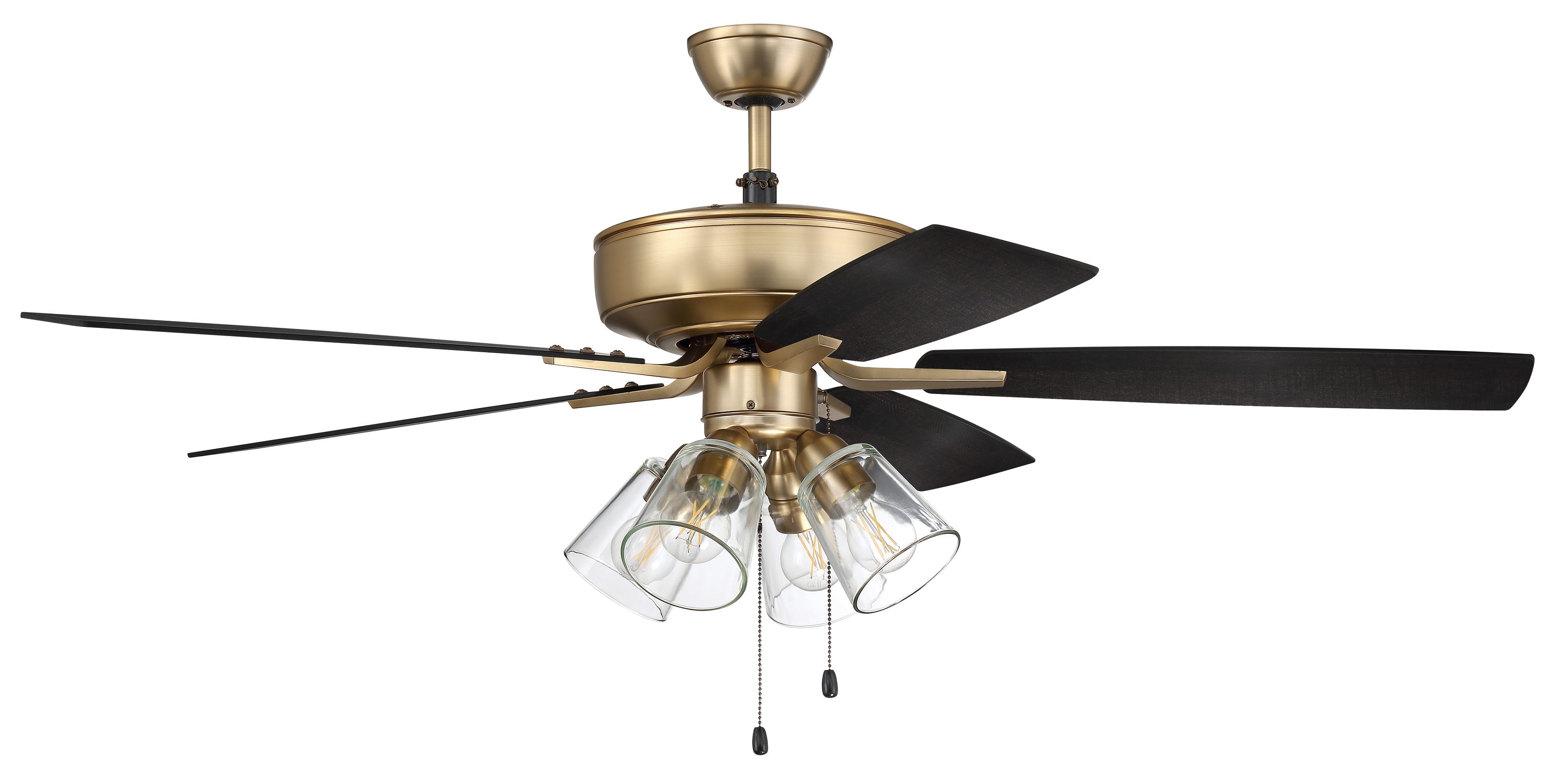 LED Ceiling Fan Polished Brass with Light Kit Reversible Blades Indoor 52 in 