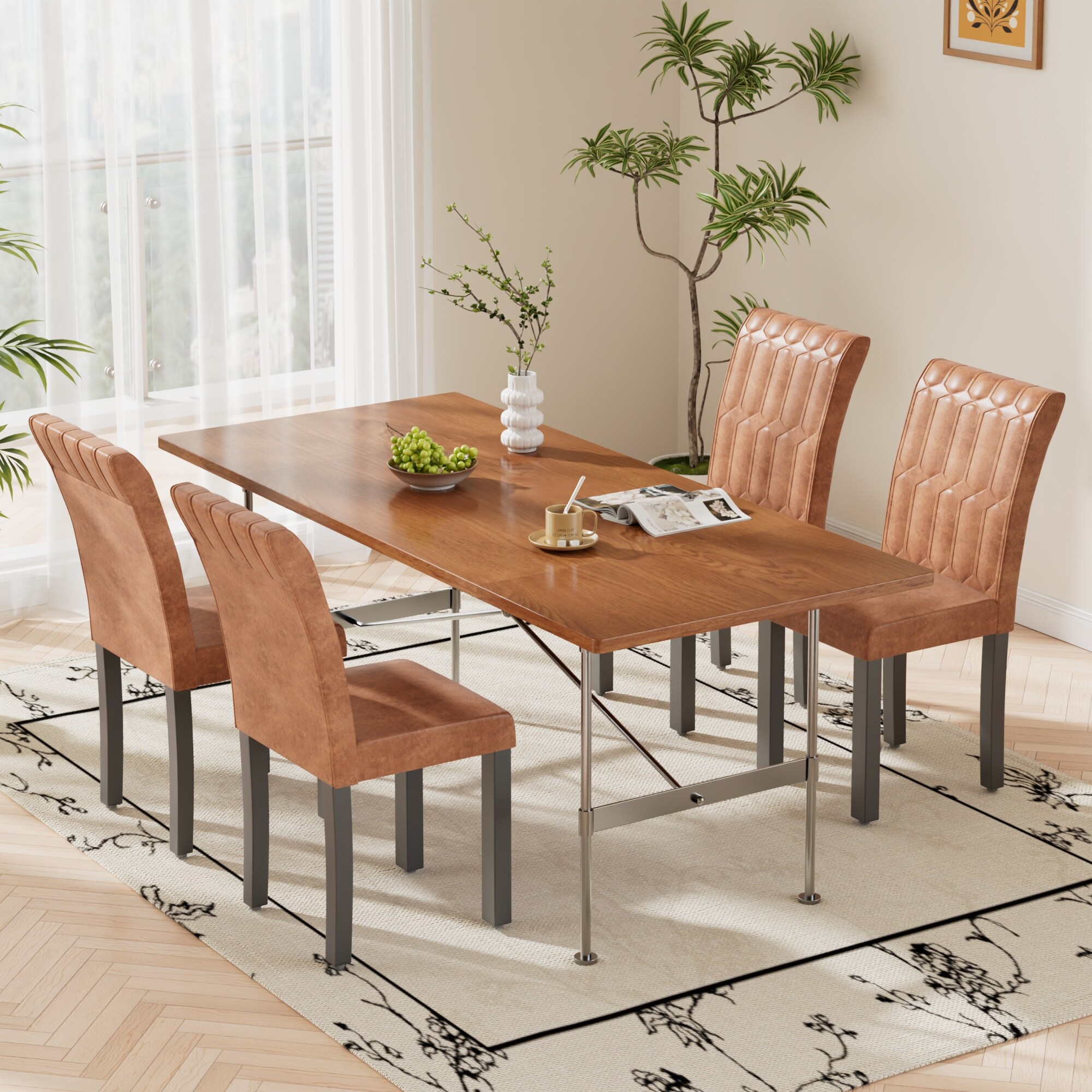 Vecelo LOE-DC05-BRN-2P Dining-Chairs - View #7