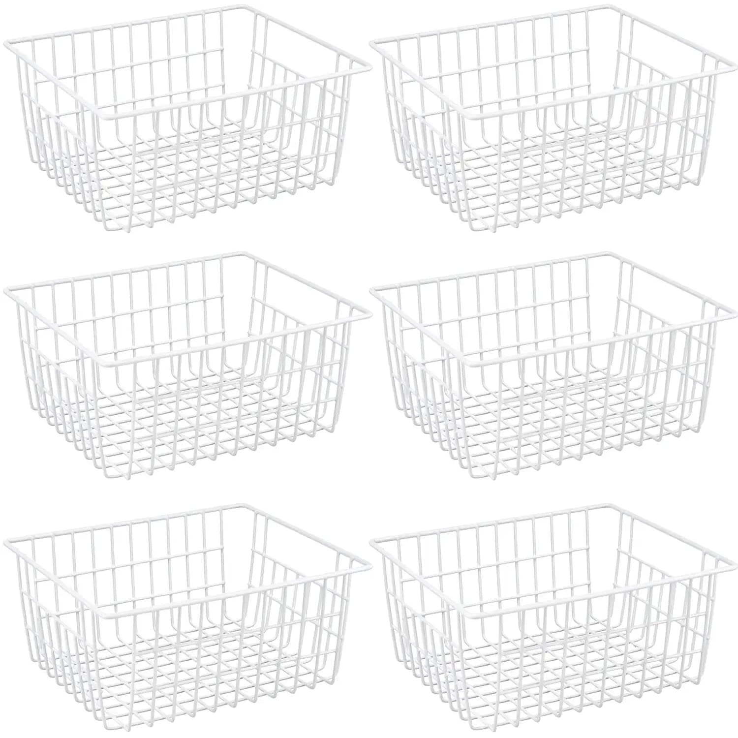 Yichuhaoxi  Metal Wire Baskets for Organizing 15.2 Inch Length 6 Pack Household Pantry Storage Freezer Organizer Bins with Handles
