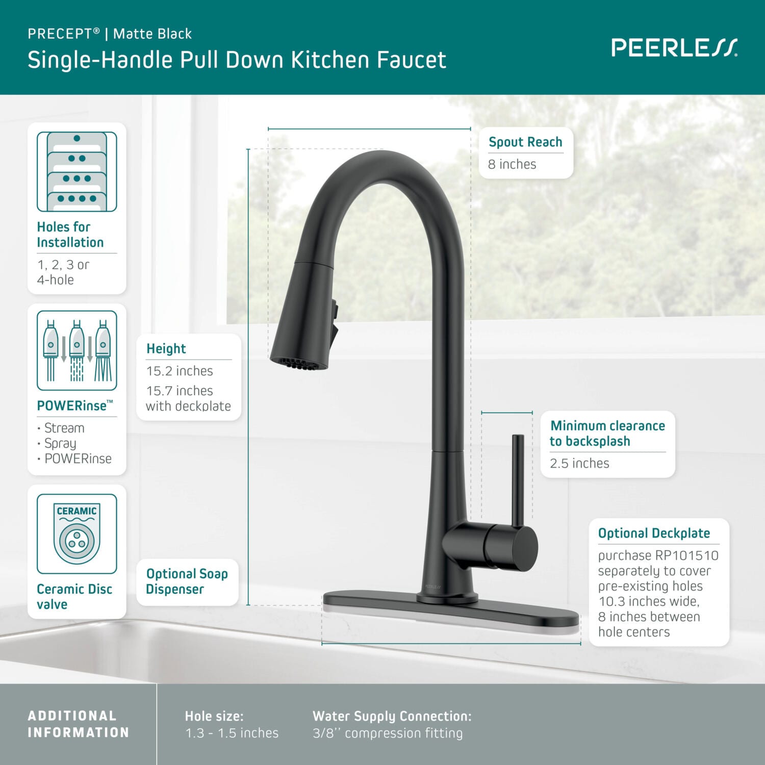 Precept Matte Black Single Handle Pull-down Kitchen Faucet with Sprayer