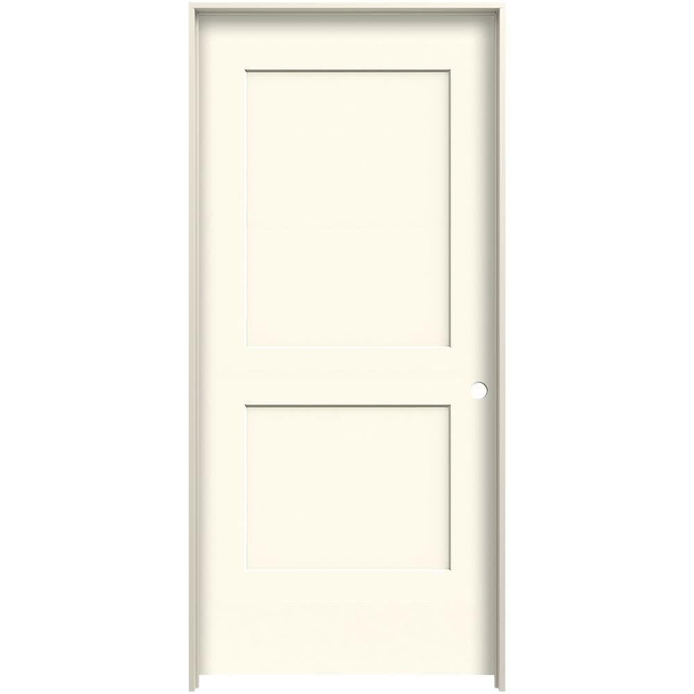 JELD-WEN LOWOLJW226100222 Monroe 24-in x 80-in Moonglow 2-panel Square Solid Core Prefinished Molded Composite Left Hand Single Prehung Interior Door