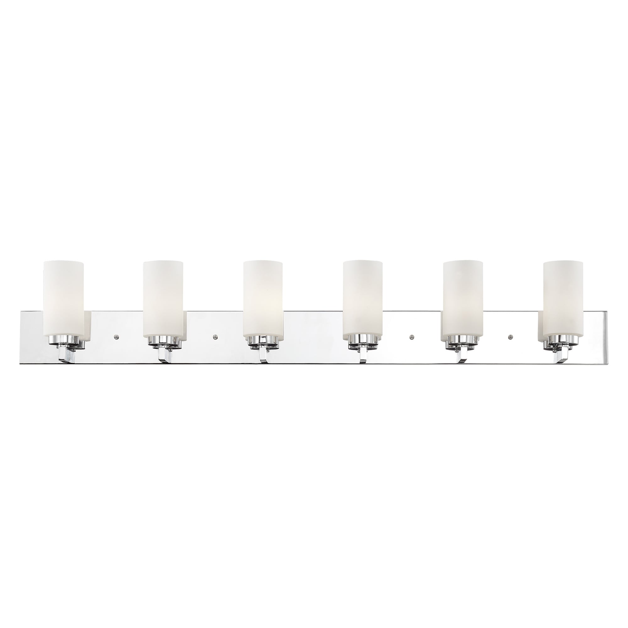 Polished Chrome 6-Light Vanity with Satin Opal Glass