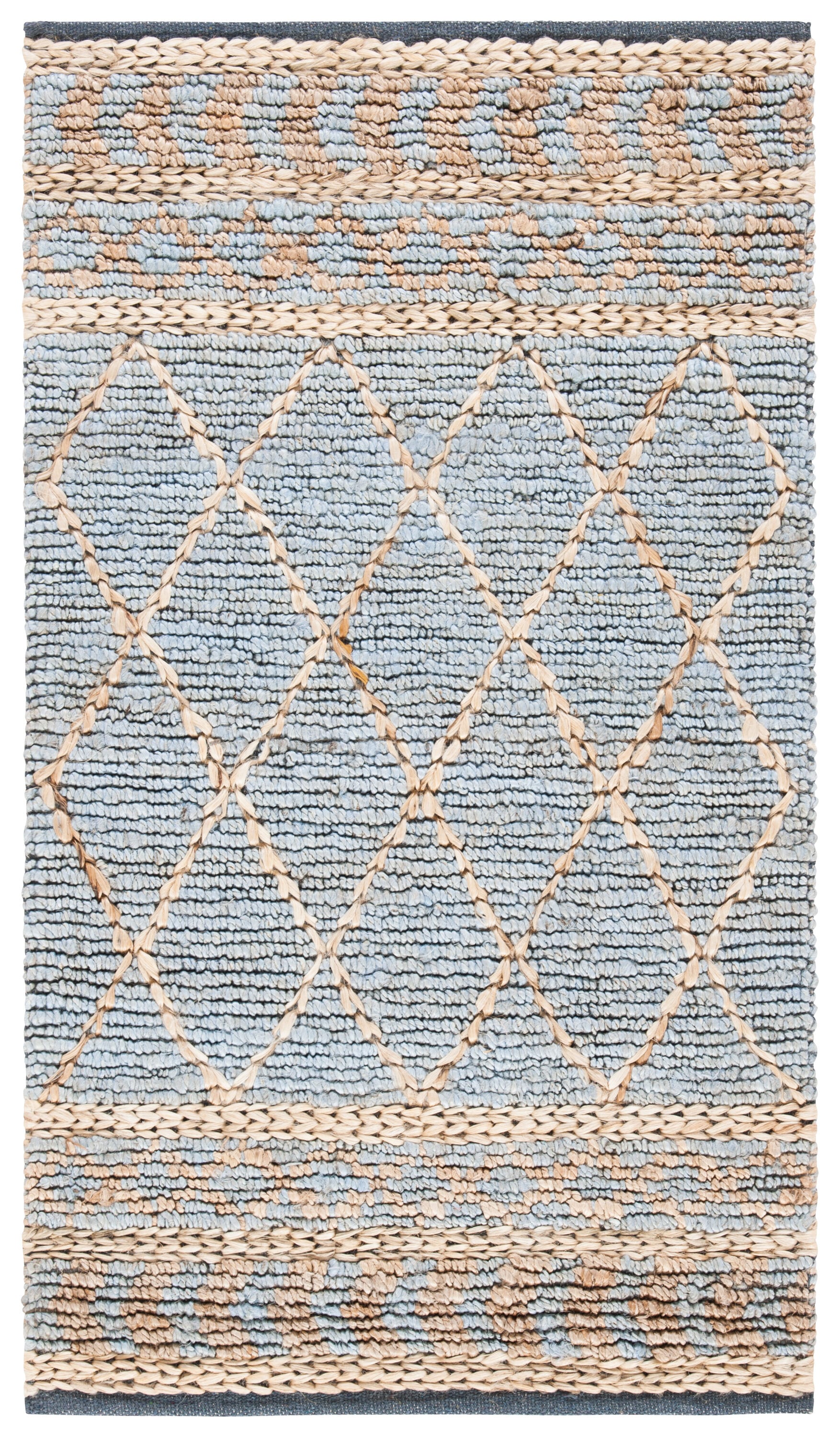 Handmade Blue and Natural Flatweave Cotton Rug