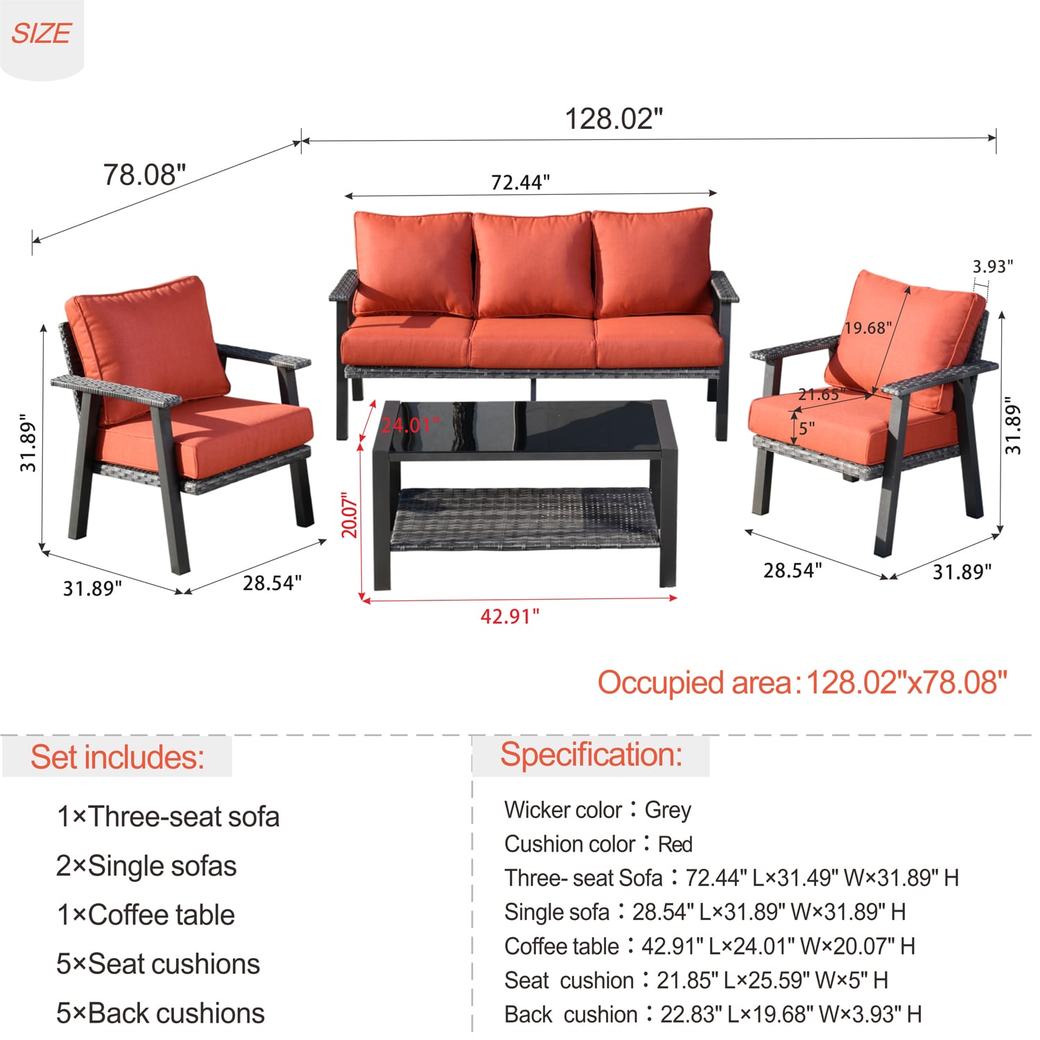 Pouuin SHW80T04 Patio-Conversation-Sets - View #8