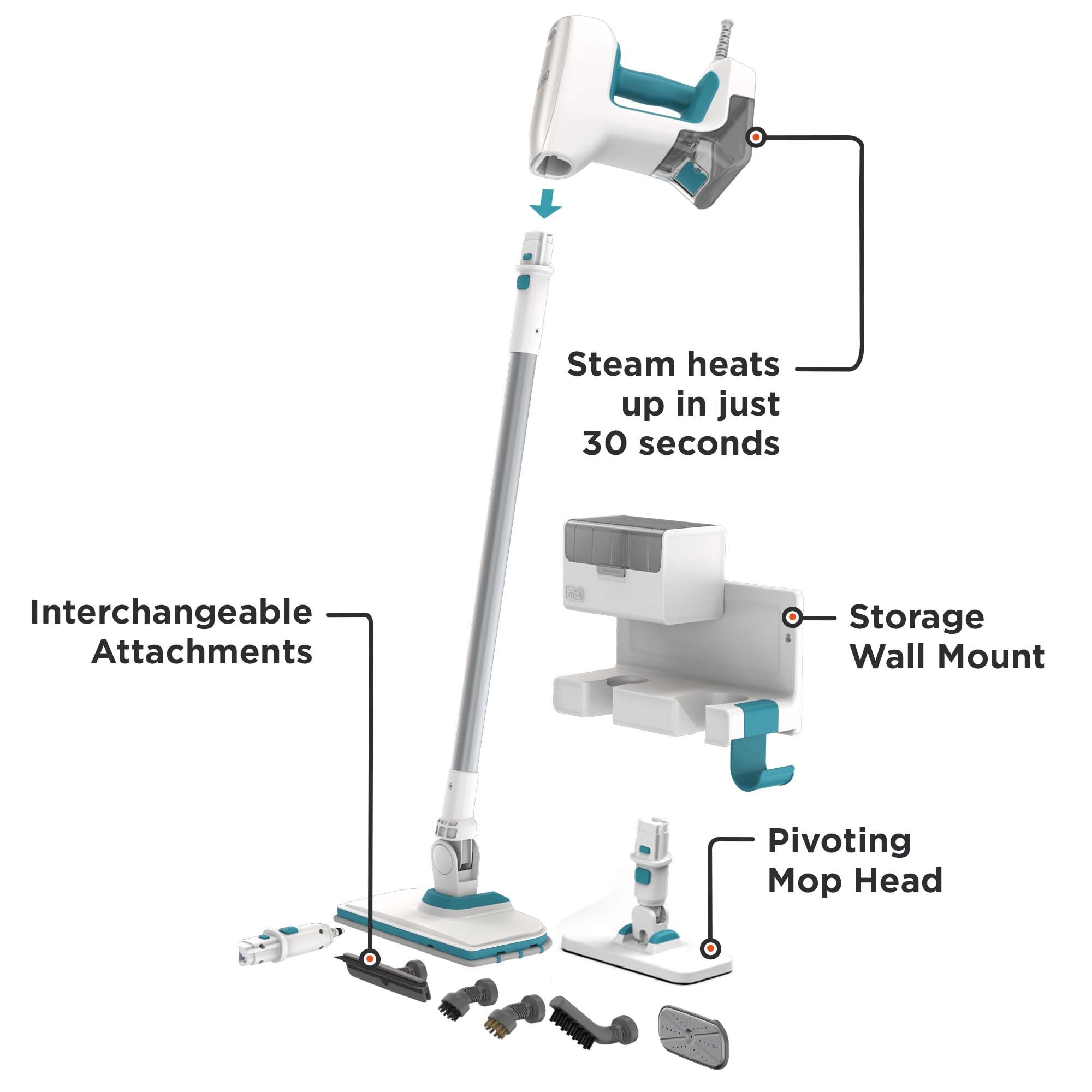 BLACK+DECKER 20-ft 1-Speed Upholstery Garment Multipurpose Steam Cleaner