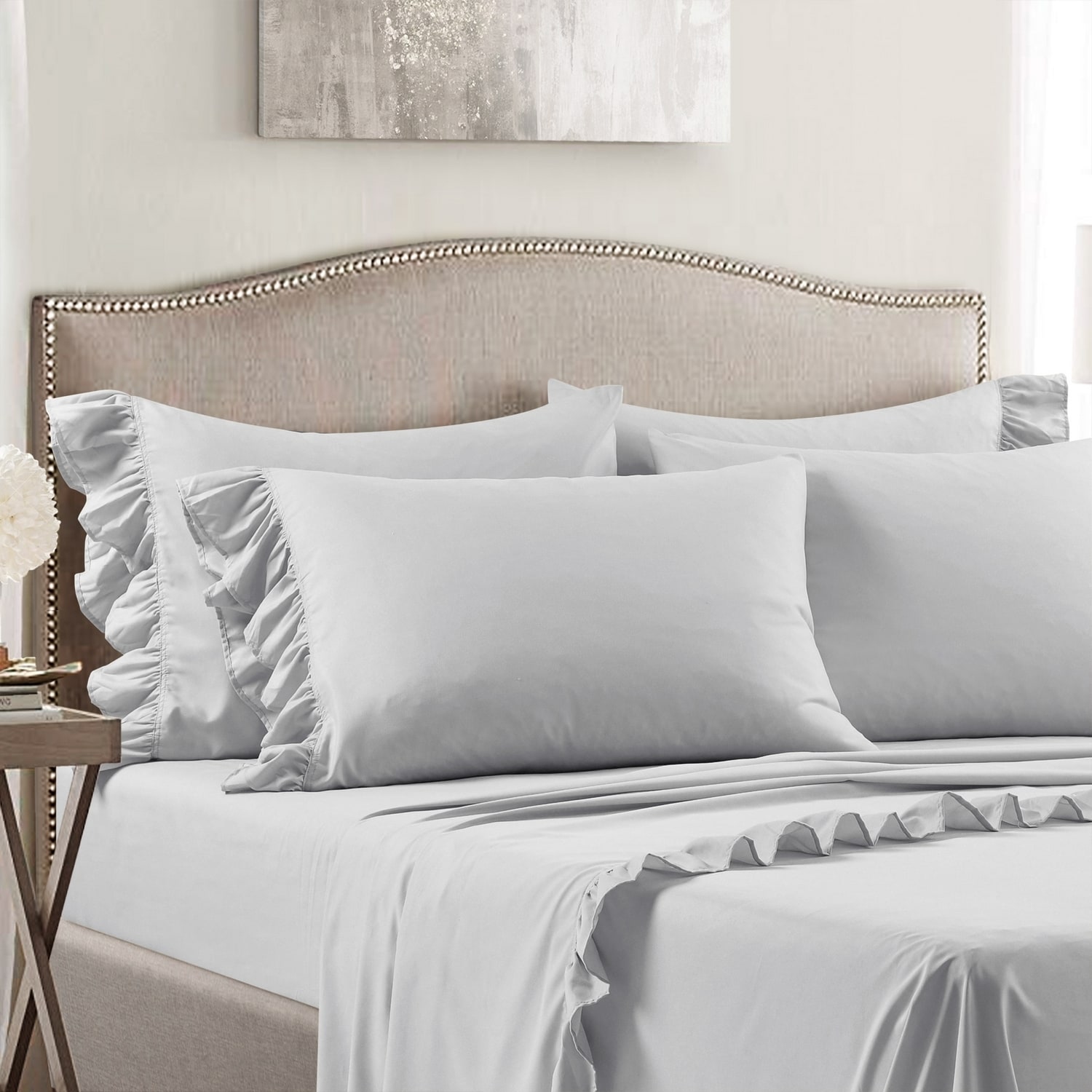 Lush Decor 16T007055 Light Gray Solid Twin Bedspread