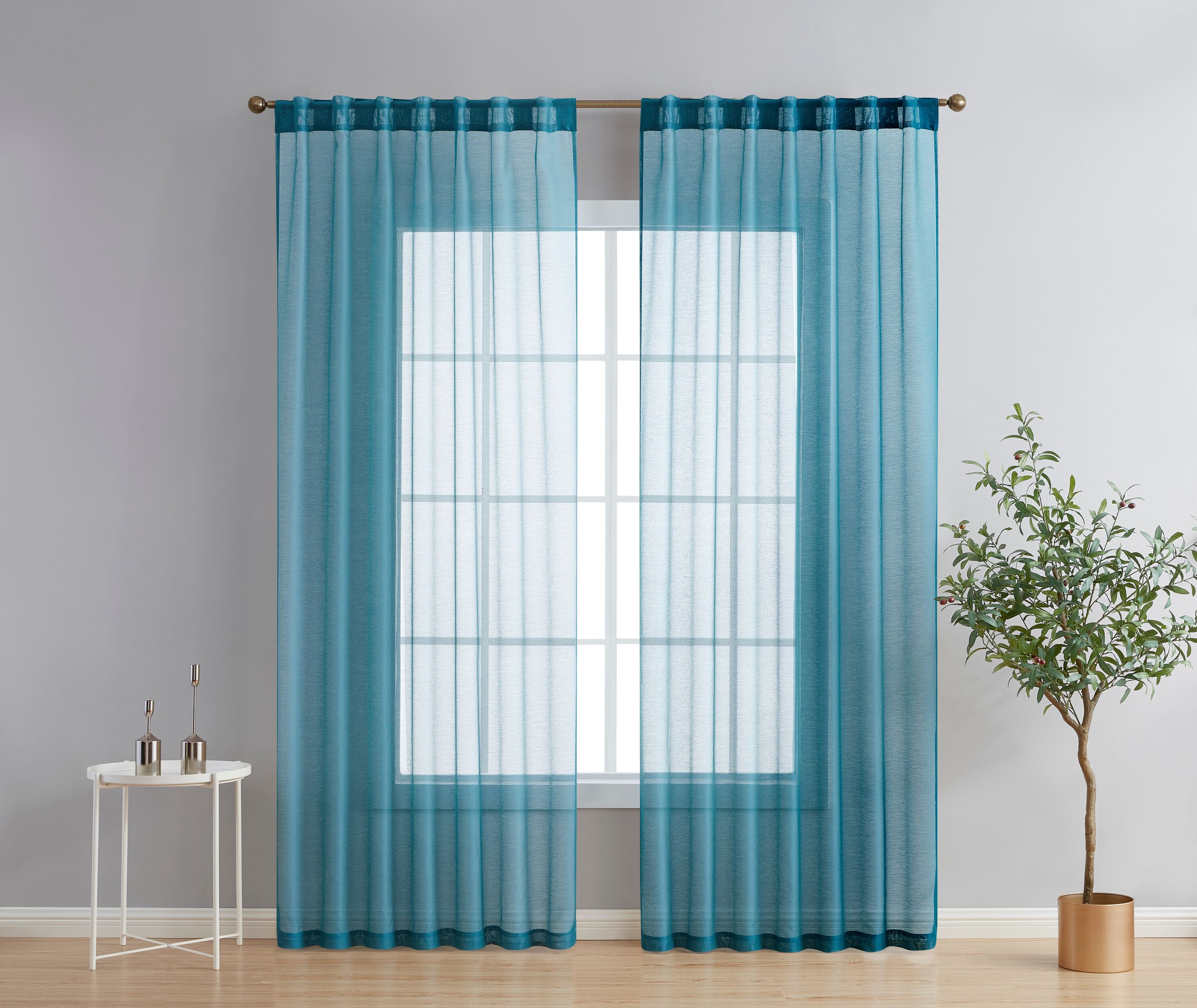 HLC.me  Lauren Semi Sheer Pocket Top and Back Tab Lightweight Window Curtains Drapery Panels - 2 Panels