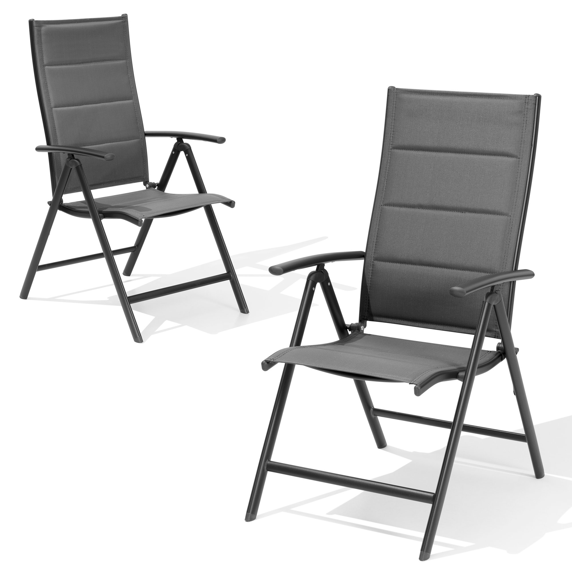 Crestlive Products CL-DC053DGY-2 Set of 2 Durable Outdoor Dining Chairs (Dark Gray) Set of 2 Brown Metal Frame Stationary Dining Chair with Gray Mesh Seat