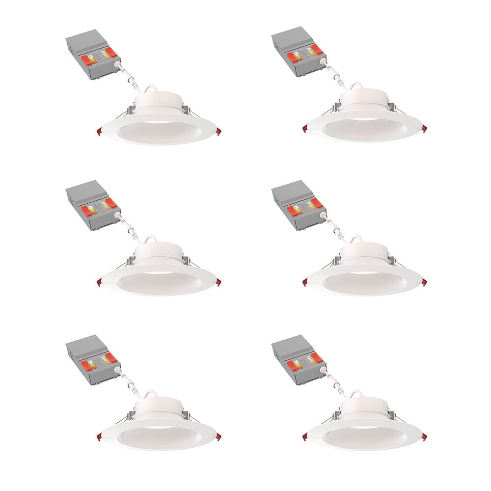 Juno Matte 6-in 1050-Lumen Switchable Round Dimmable LED Canless Wet Rated Recessed Downlight (6-Pack)