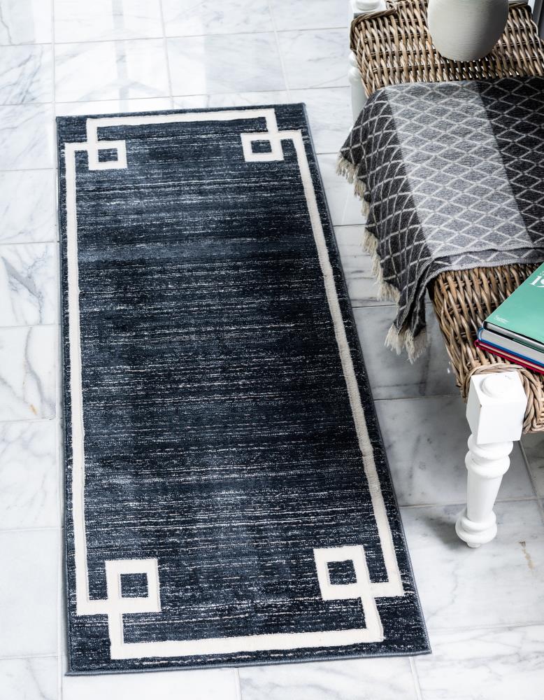 Unique Loom 3141182 Jill Zarin Lenox Hill Uptown 2 x 6 (ft) Loomed Polypropylene Navy Blue Rectangular Indoor Geometric Industrial Runner rug