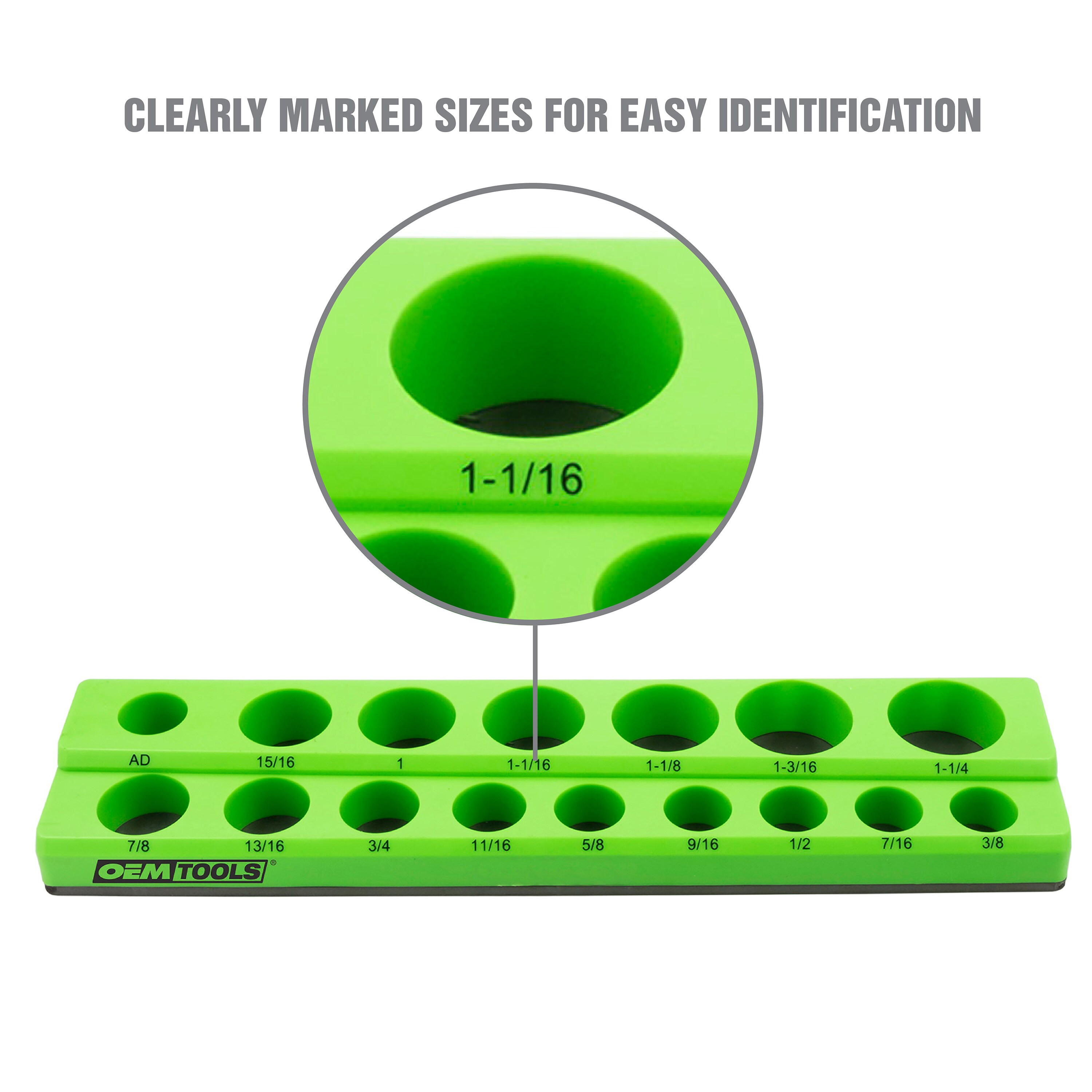 OEM Non-marring Rubberized Bas. Plastic Socket Storage Piece Magnetic  Socket Tray Set- Green, Sae in the Tool Storage Accessories department at 