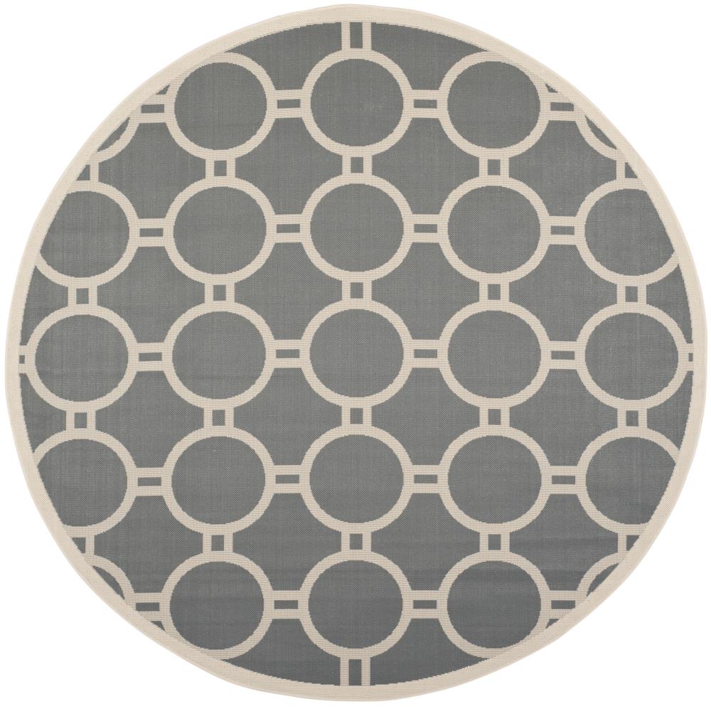 Safavieh CY6924-246-8R Courtyard Cannet 8 x 8 (ft) Loomed Polypropylene Anthracite/Beige Round Indoor/Outdoor Abstract Coastal Area rug