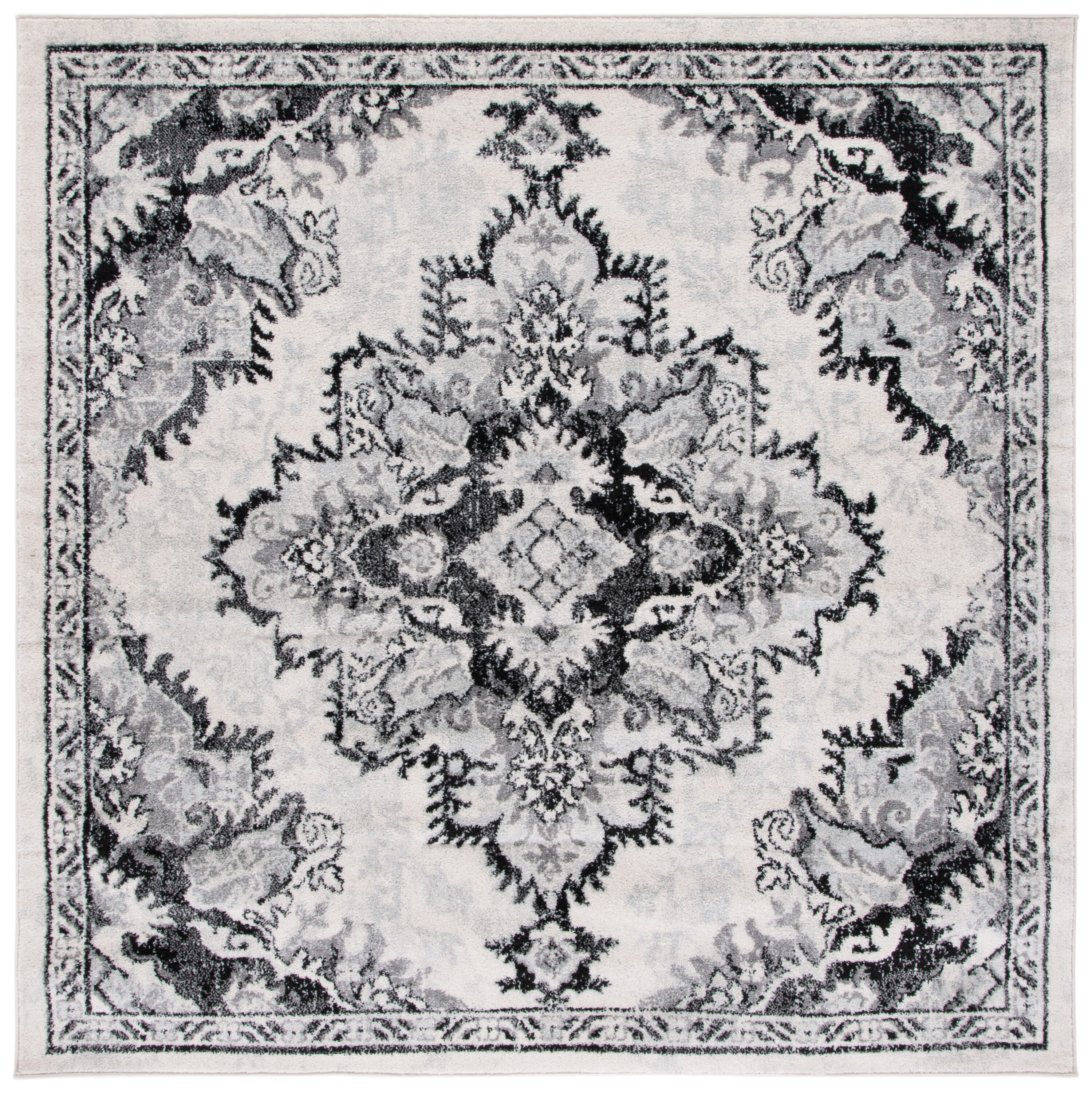 Tulum 278A Ivory Black 7 X 7 Area Rug
