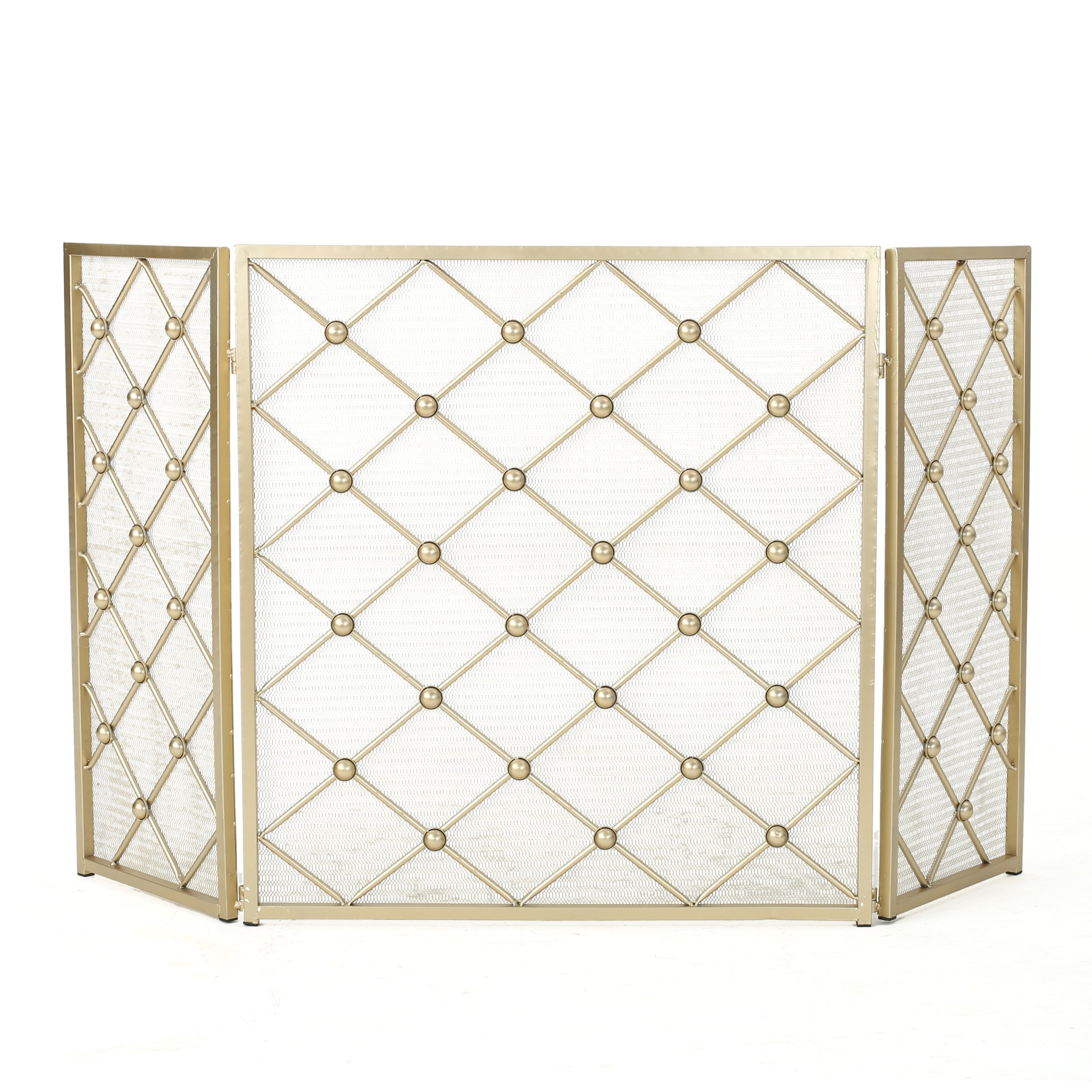Best Selling Home Decor 301553 53.5-in Gold Iron 3 -Panel Diamond Fireplace Screen