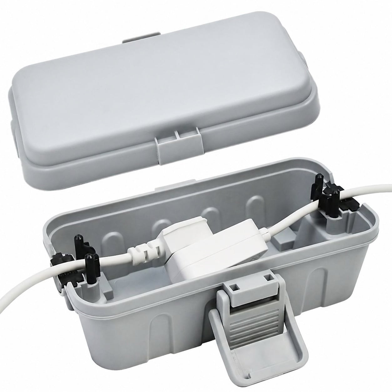 Oyezvary  Small Weatherproof Electrical Connection Box 8 x 3.9 x 3.2 in IP54 Outdoor Waterproof Extension Cord Cover 1 Piece Grey