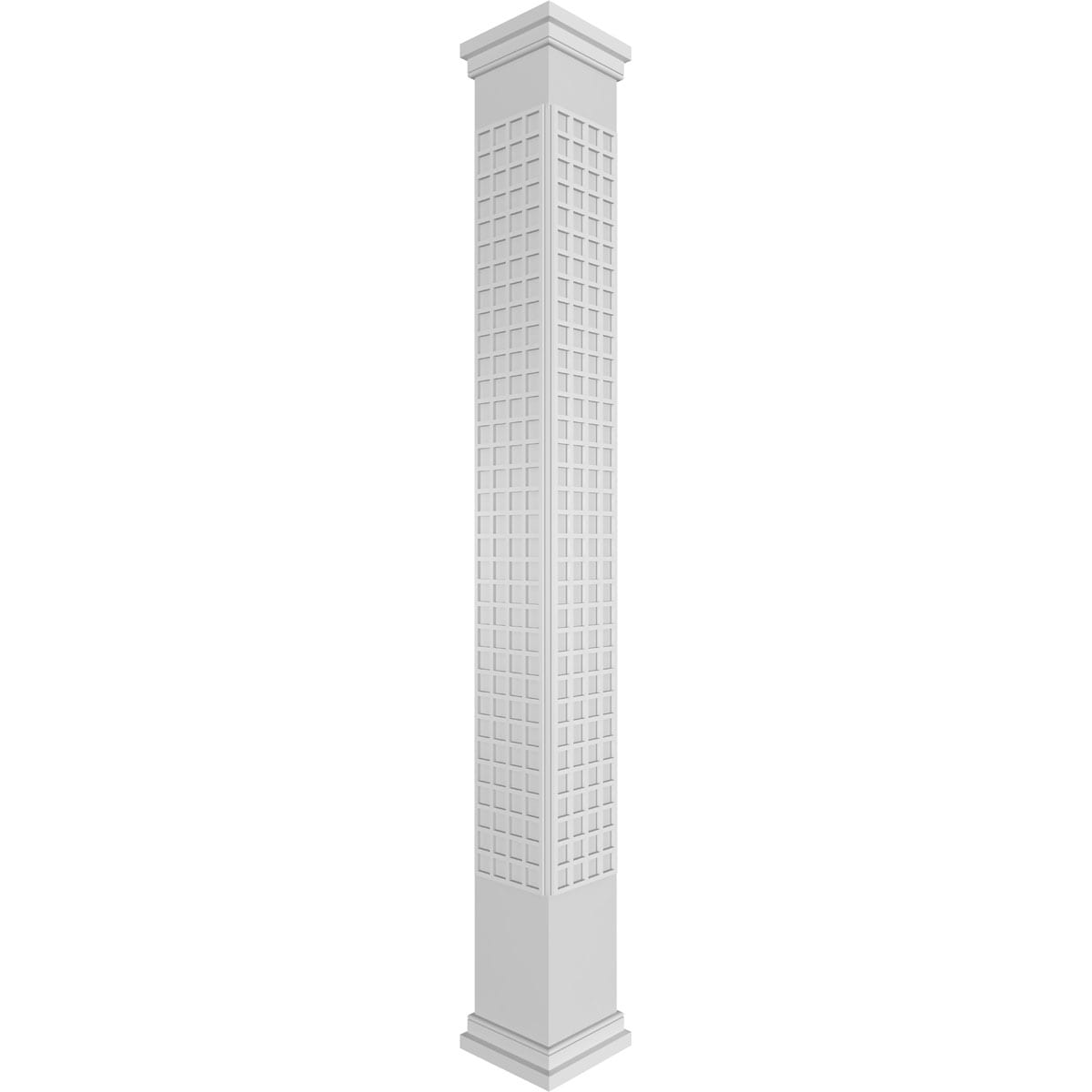 Ekena Millwork CC1208ENMNCPRPR Manchester Fretwork 12-Inches L x 8-Feet Unfinished PVC Column Wrap