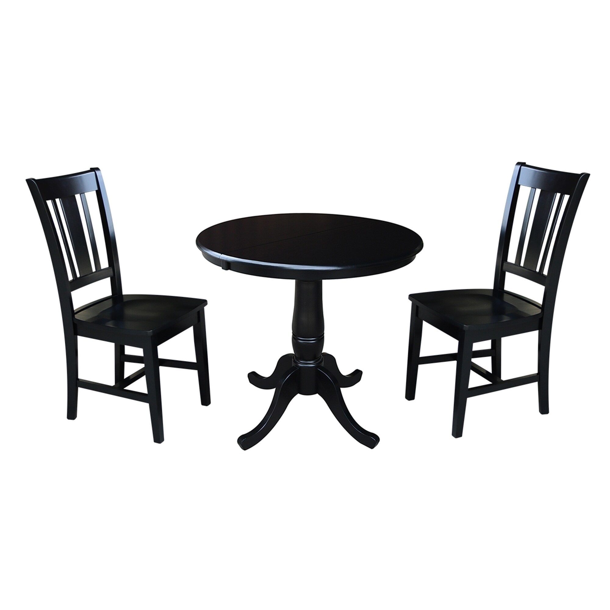 International Concepts K46-36RXT-C10-2 Black Traditional Dining Room Set with Round Table ( Seats 2 )