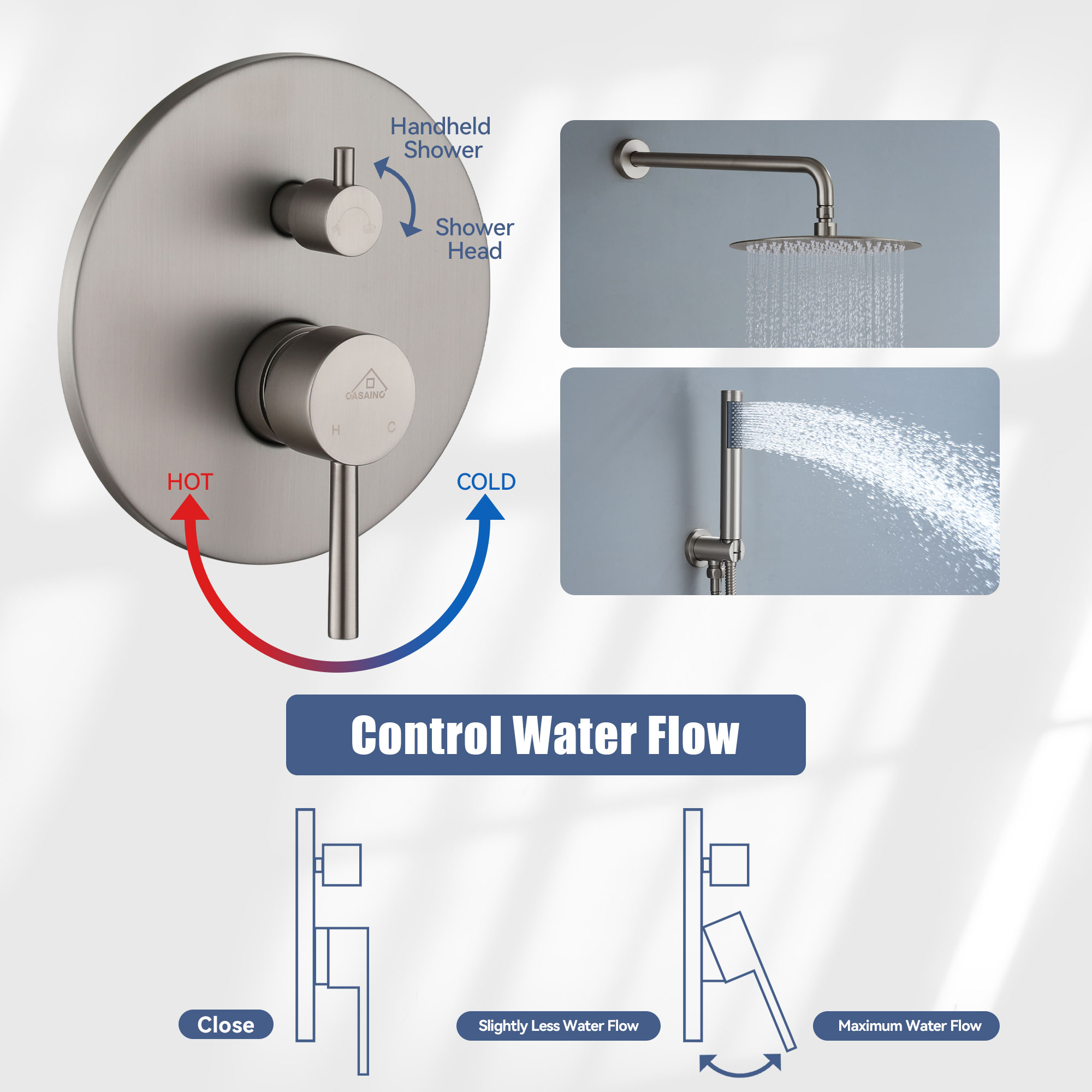 CASAINC OY-98A1003-BN Showerhead-Bar-Panels - View #5
