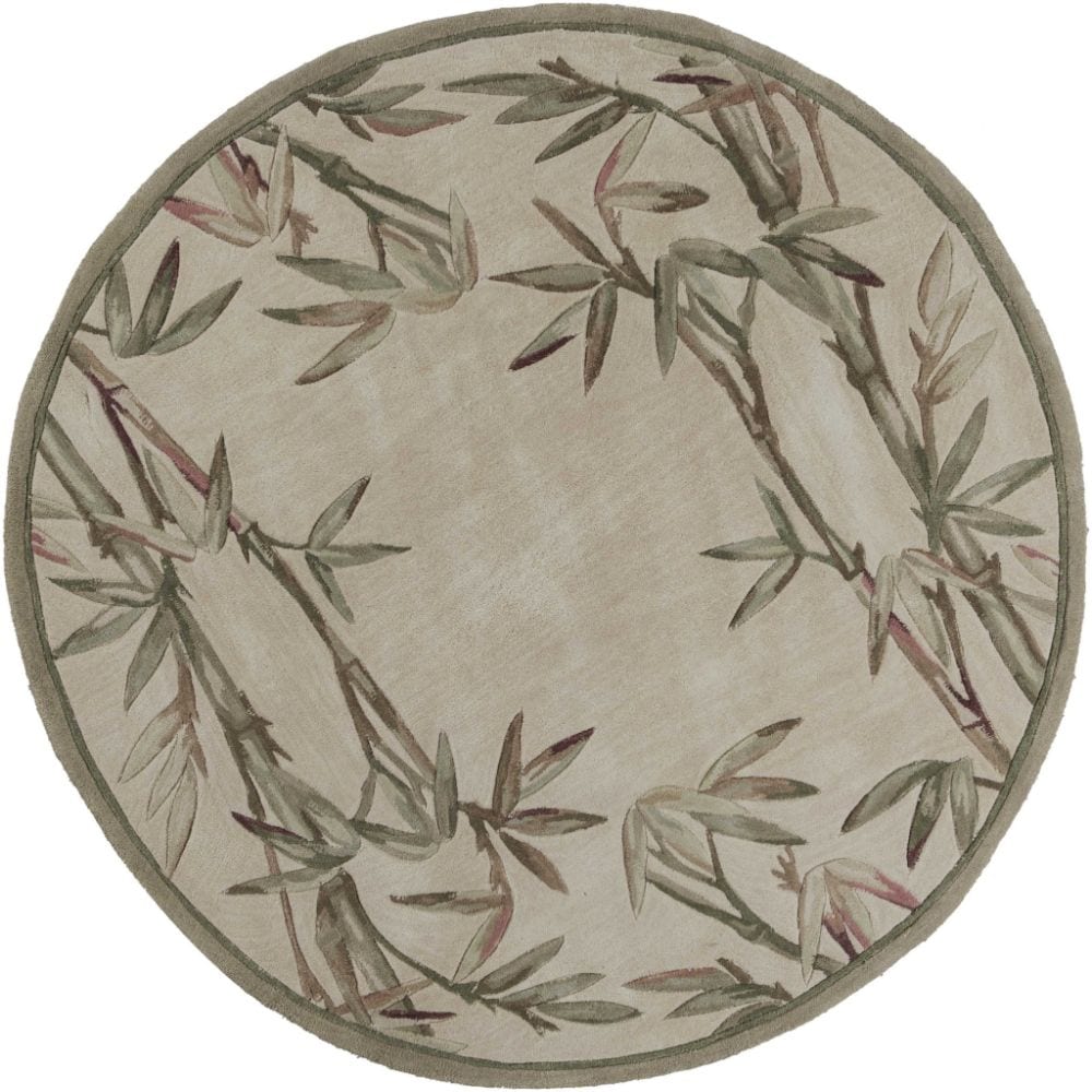 HomeRoots 354151 Bernadette 5 X 5 (ft) Wool Ivory Round Indoor Floral/Botanical Area Rug