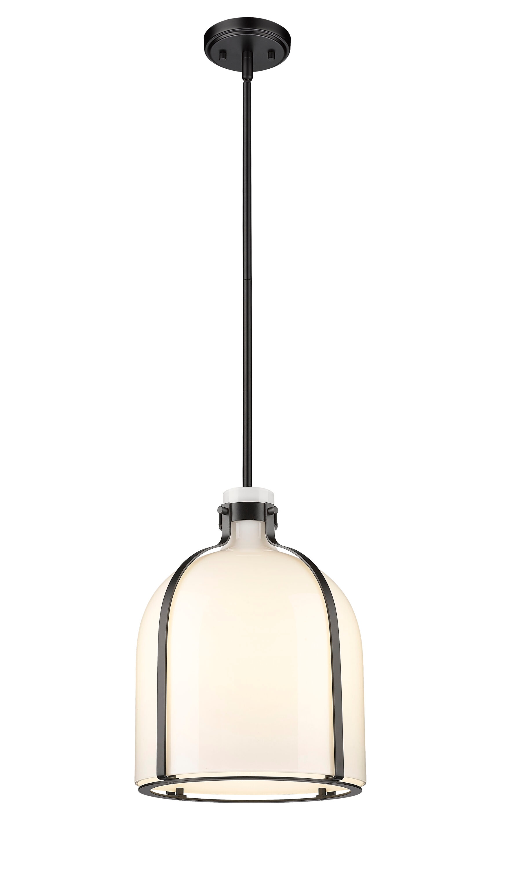 Z-Lite Pearson 1 -Light Matte Black Modern/contemporary Seeded glass Dome Medium Hanging Pendant Light