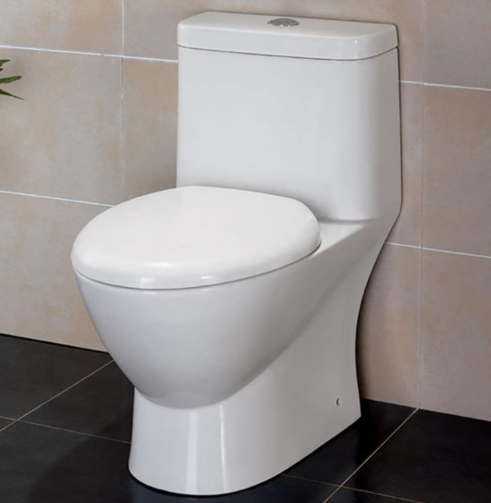 EAGO White Dual Flush Elongated Standard Height WaterSense Soft Close ...