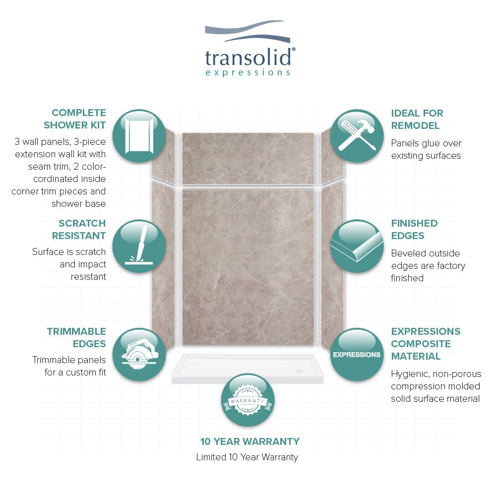 Transolid KSX603296-5475SC-42 Alcove-Shower-Kit - View #2