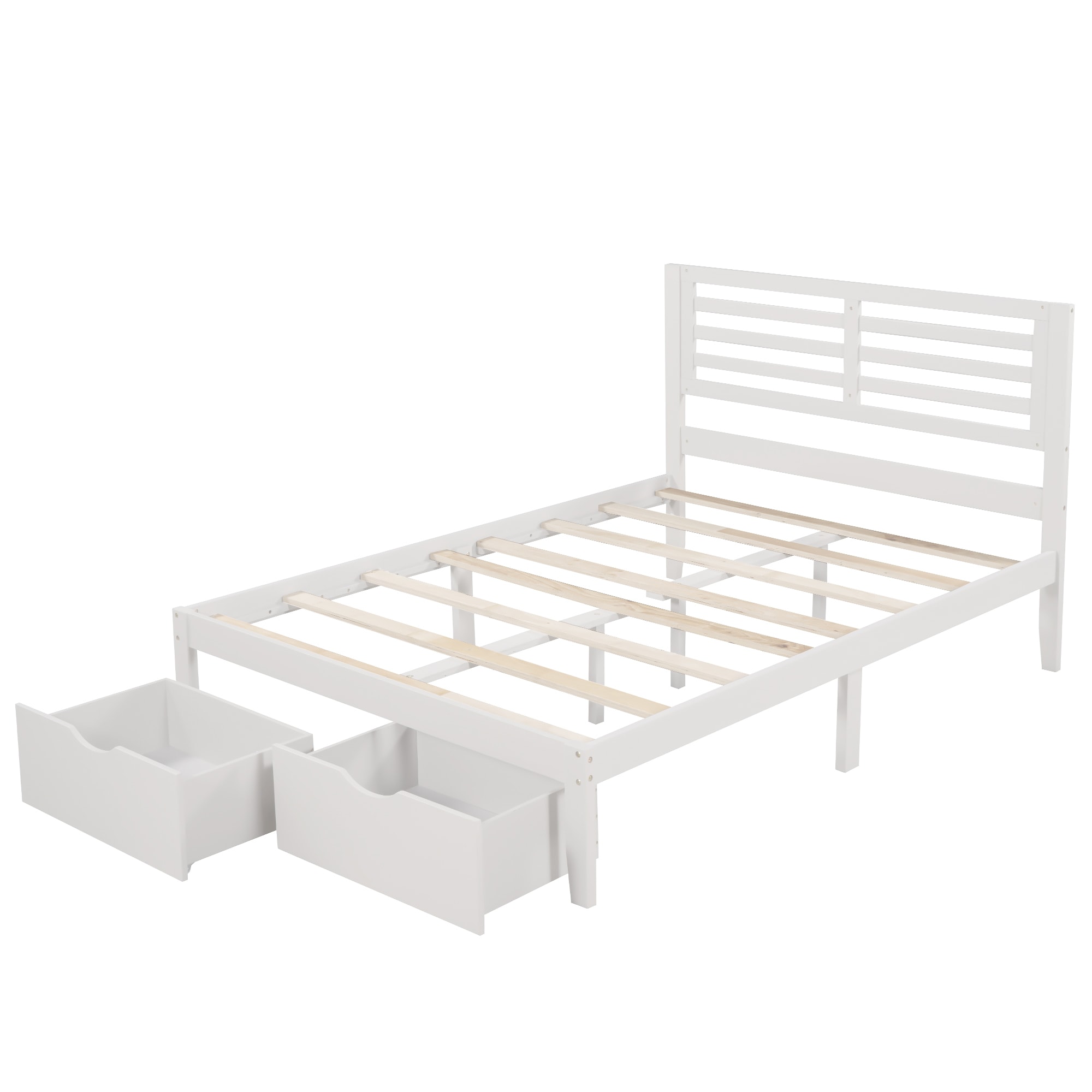 CASAINC WM-WF196522AAK Queen size wooden platform bed White Queen Wood Platform Bed