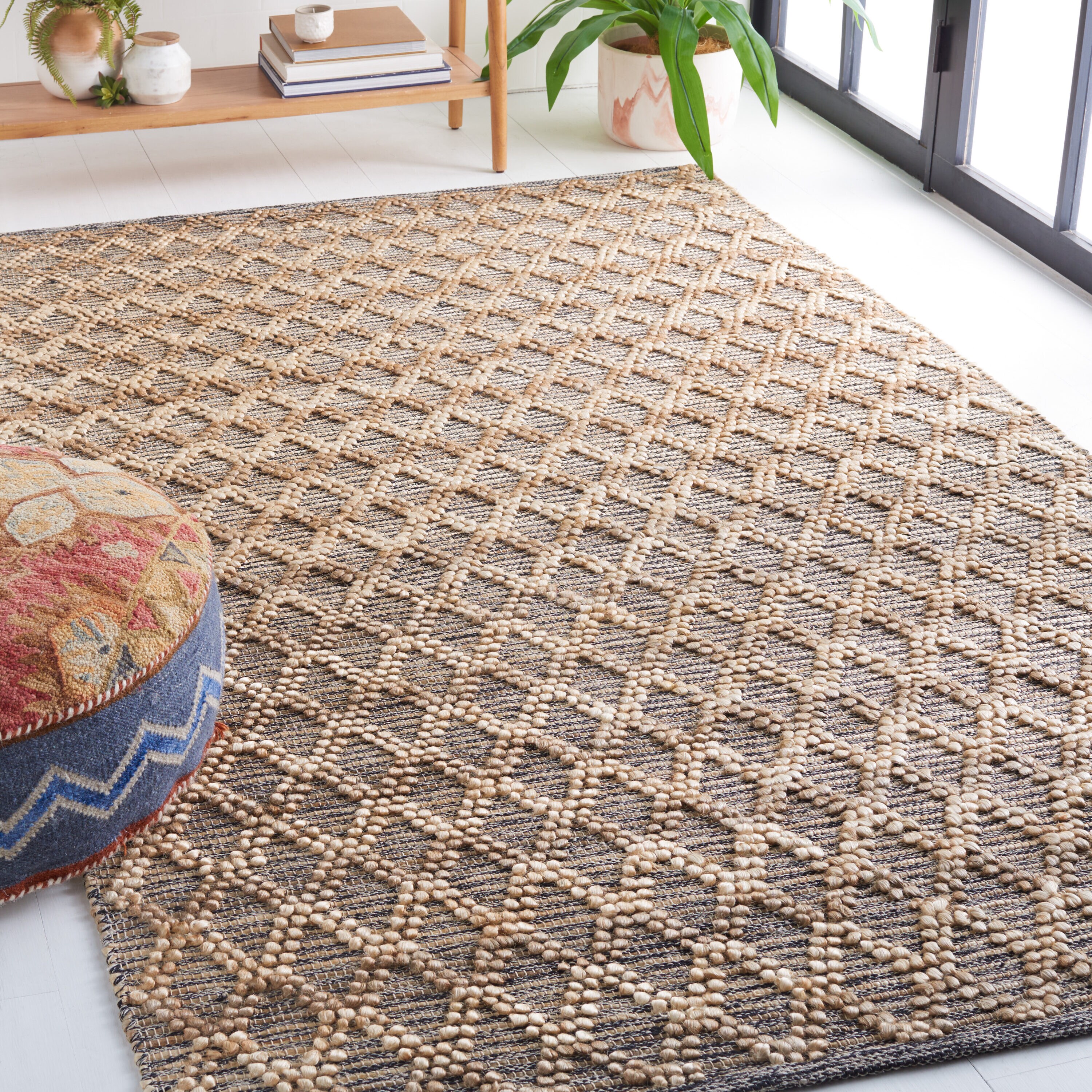  Natural Fiber 382 Natural/Black Contemporary 4ft x 6ft Small Rectangle Rug
