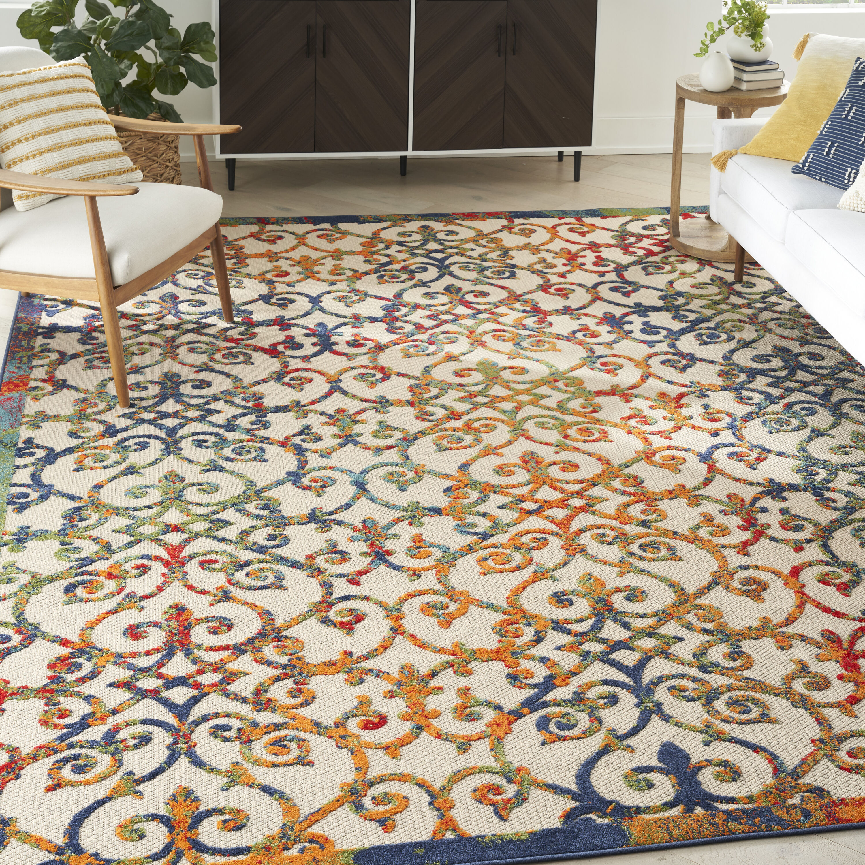 Nourison Home 099446836922 Aloha 10 x 14 (ft) Loomed Polypropylene Multicolor Rectangular Indoor/Outdoor Trellis Area rug