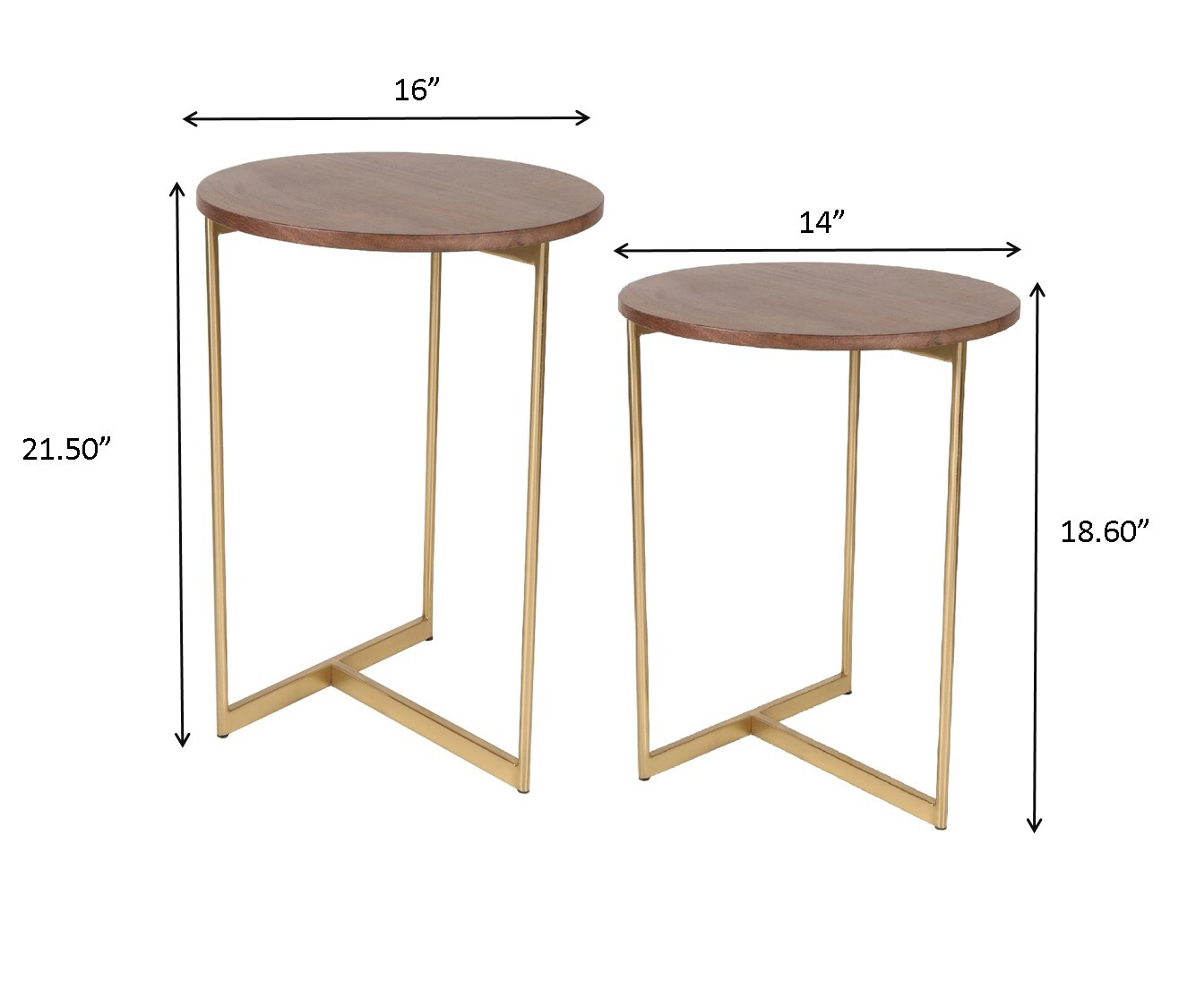 Origin 21 Walnut and Gold Wood Round Modern End Table in the End Tables ...