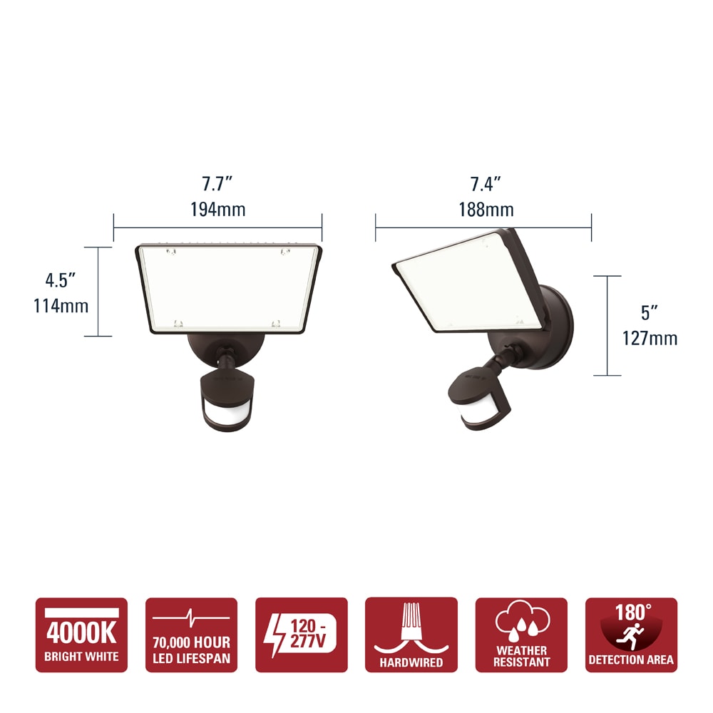 Bronze Motion Activated Outdoor LED Flood Light with Square Head