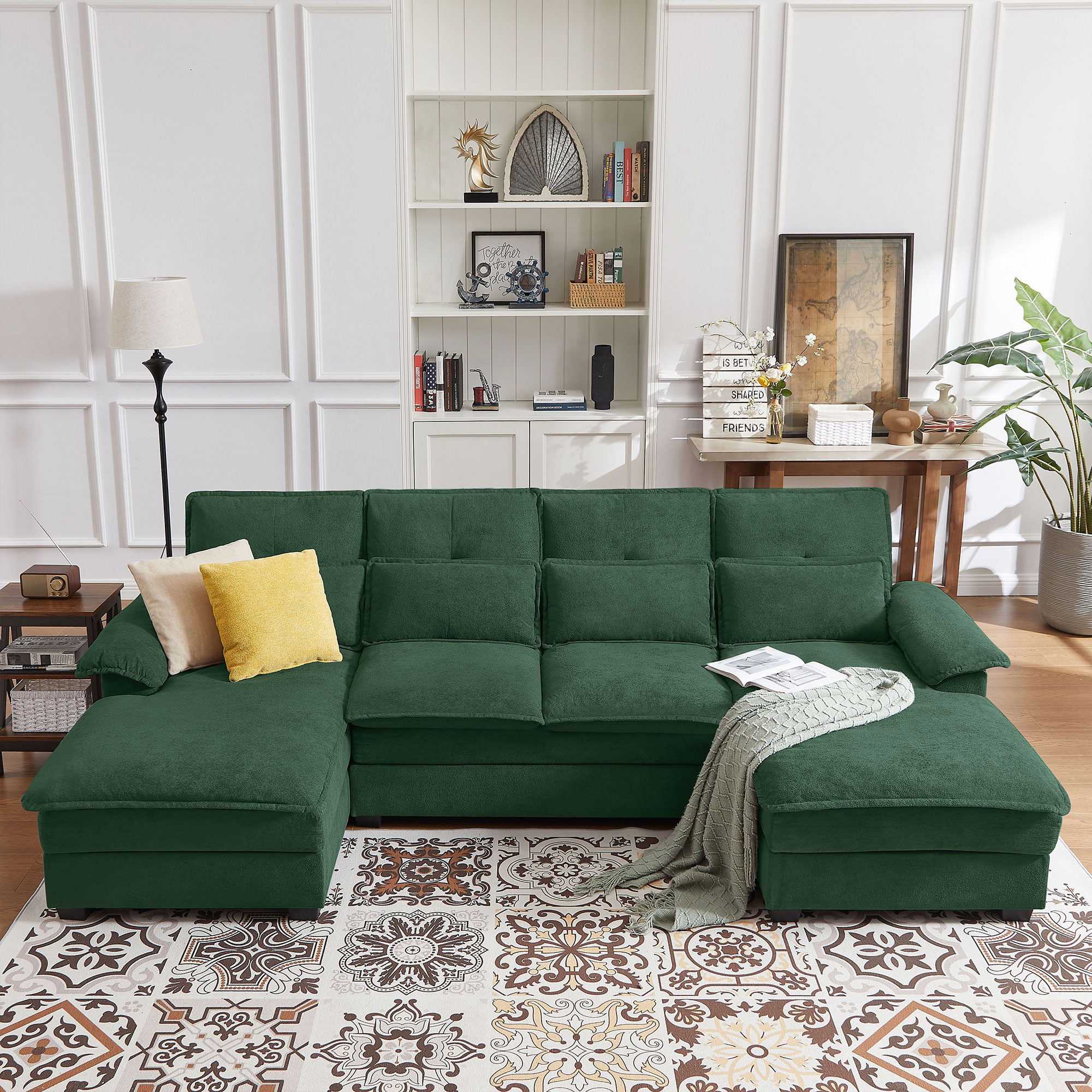 Jarenie YMX28GN YMX28 109.84-Inches Modern Green 6+ -seater Sofa