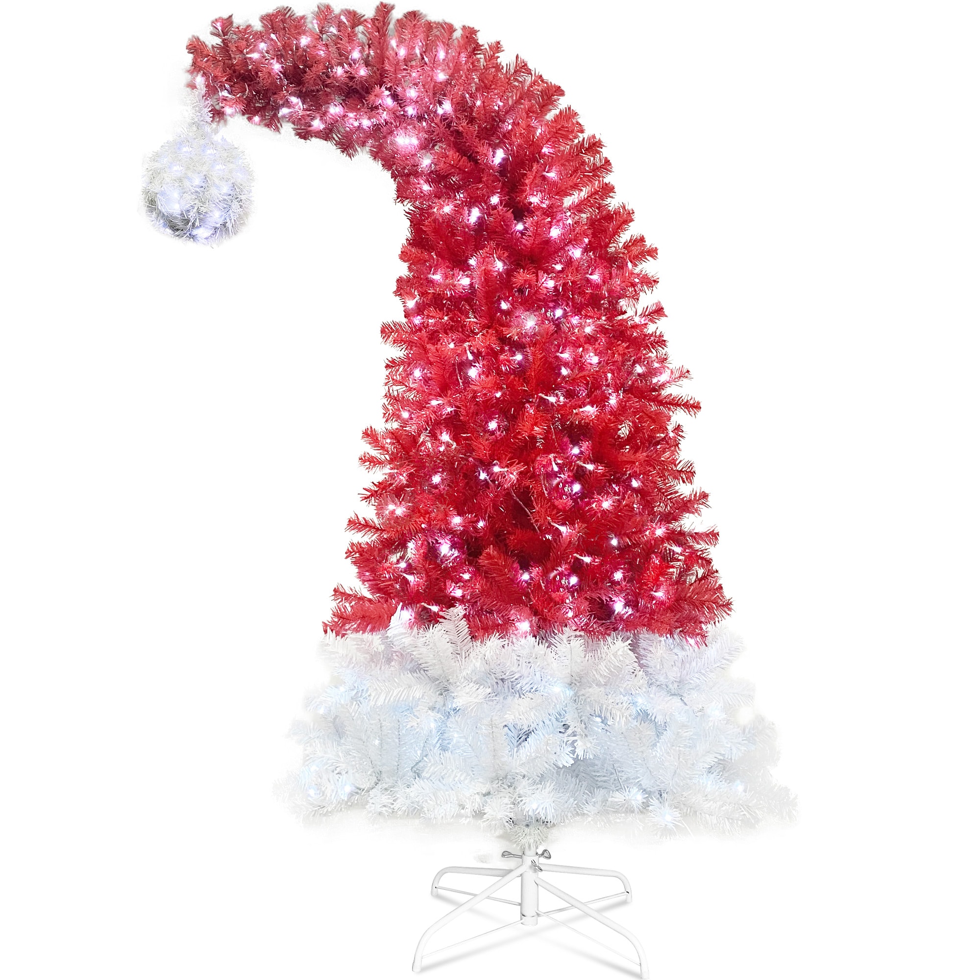 WELLFOR CR-K-M0545WH 6-Feet Pre-lit Red Artificial Christmas Tree with Color Changing LED Lights