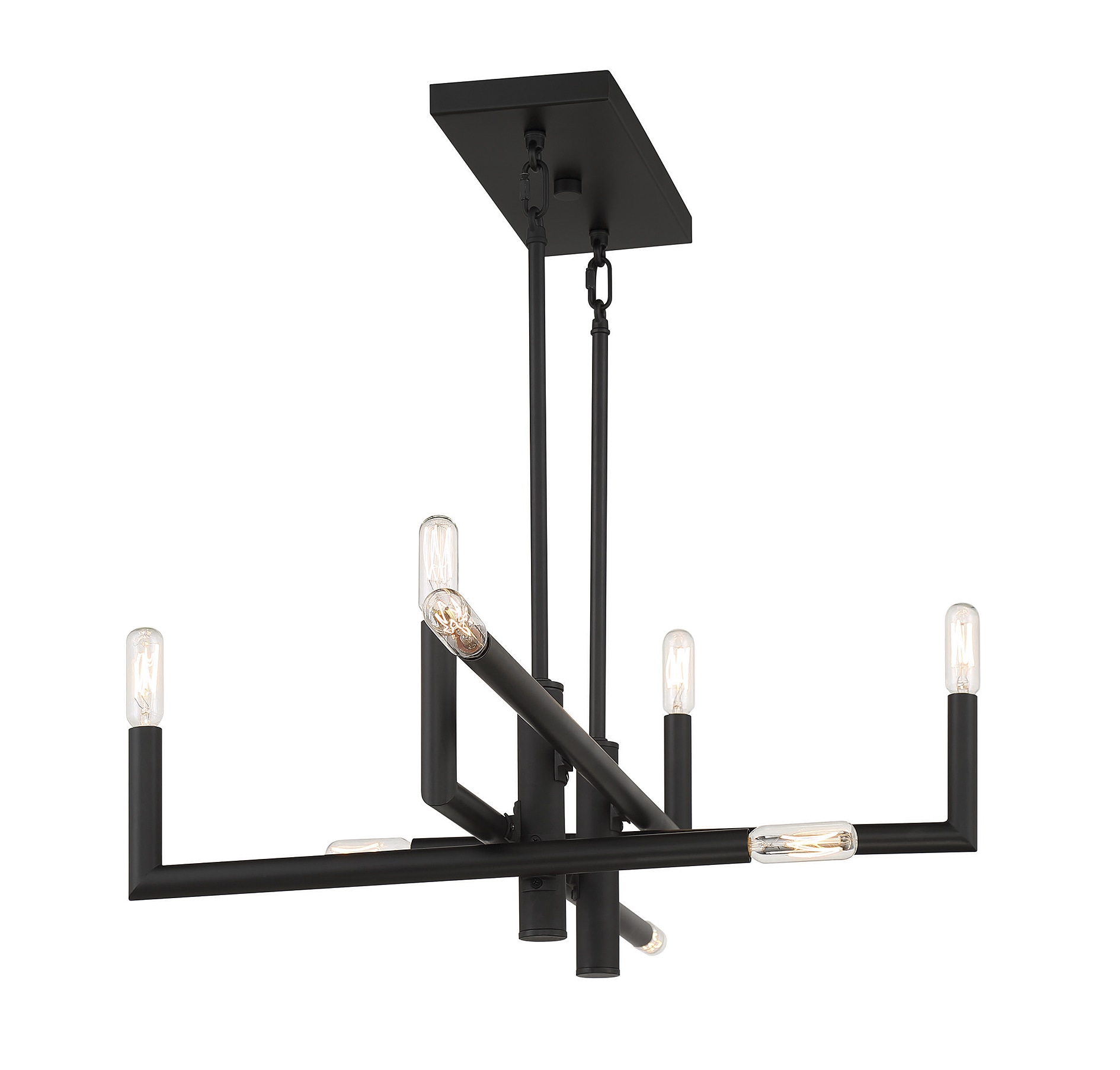 Matte Black 36" Vintage Linear Chandelier with 8 Lights