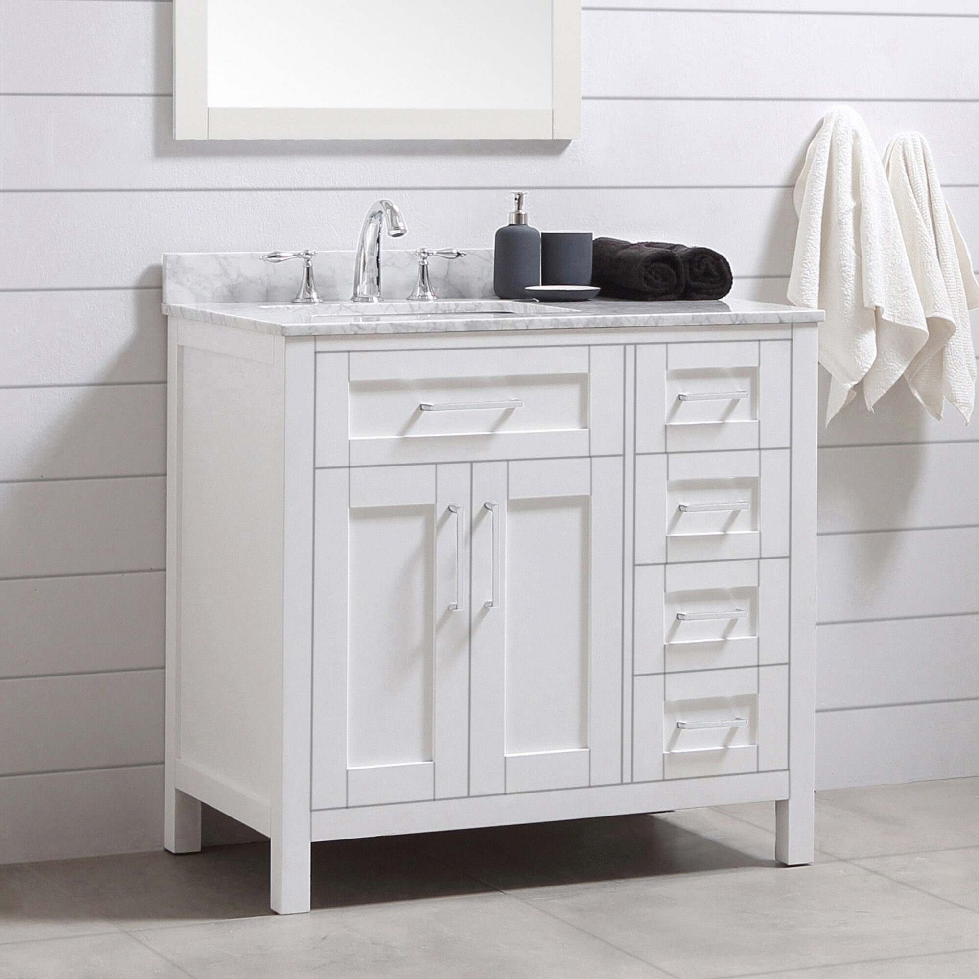 OVE Decors Tahoe 36-in White Undermount Single Sink Bathroom Vanity ...