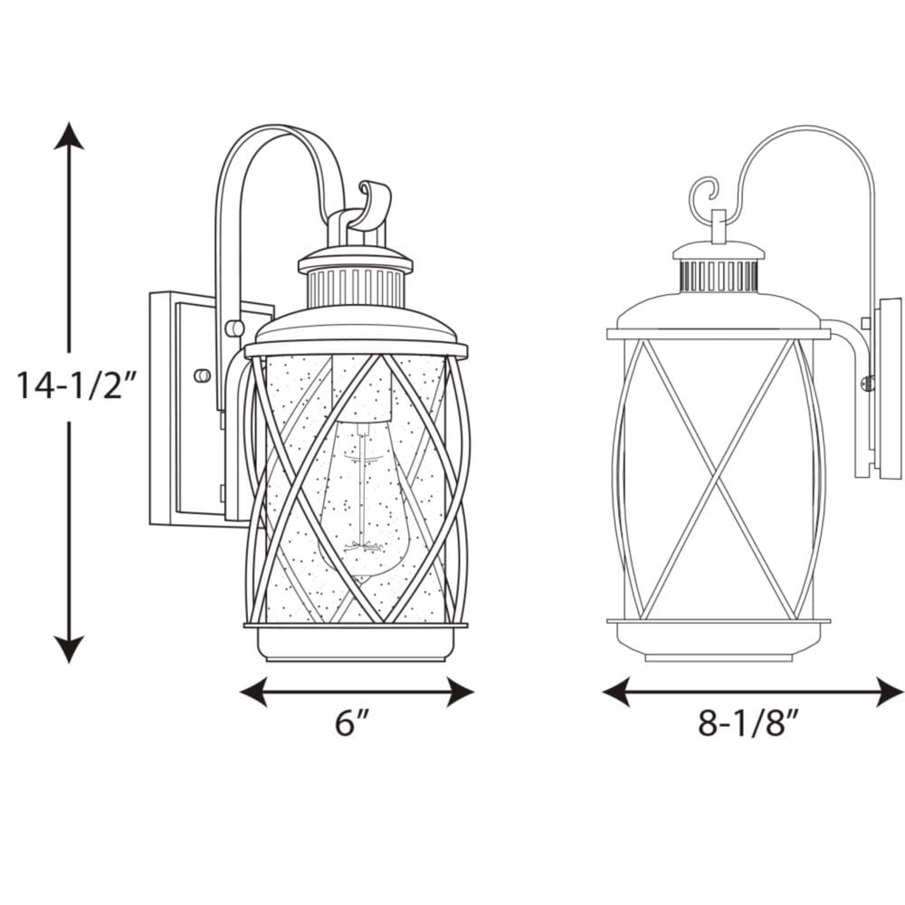 Hollingsworth Black Aluminum Outdoor Wall Lantern with Seeded Glass