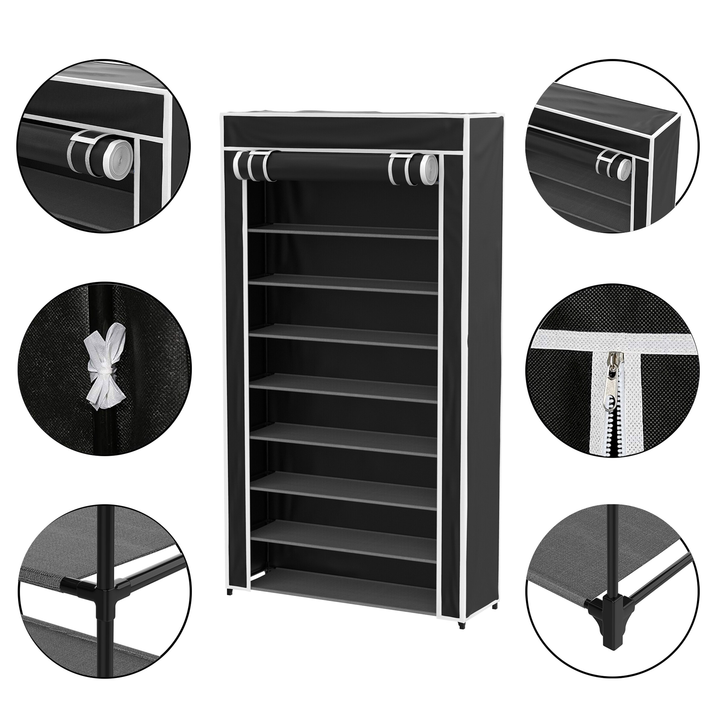 Hastings Home Tiered Shoe Rack with Dust Cover, Free Standing Vertical  Footwear Organizer and Metal Frame 808237ISI