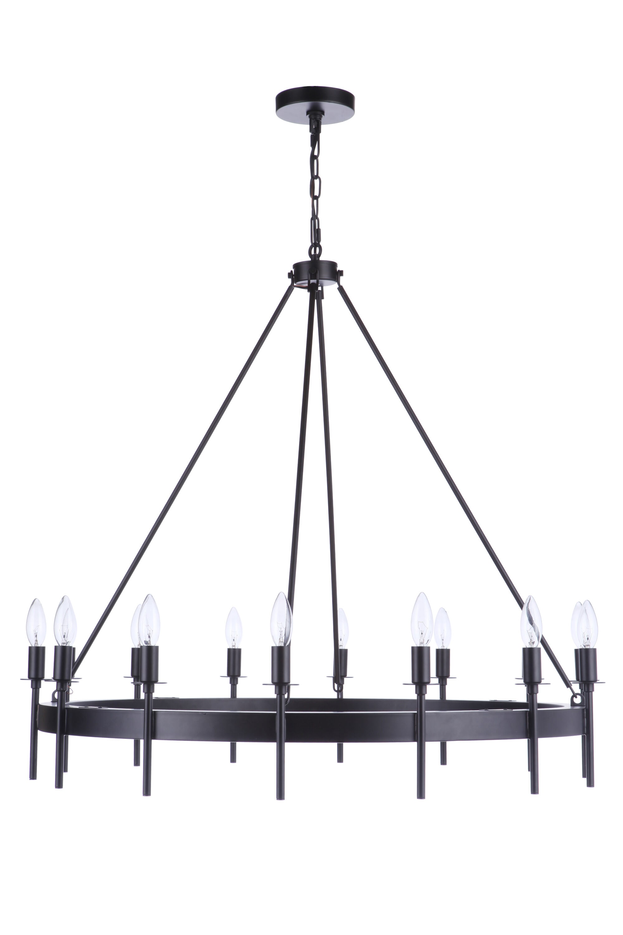 Larrson 14-Light Flat Black Iron Candle Chandelier