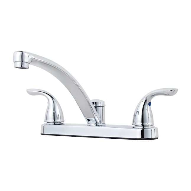 Pfister Pfirst Series Polished Chrome 2-Handle Deck-Mount Low-Arc Handle Kitchen Faucet (Deck Plate Included) Pfister Pfirst Series Polished Chrome 2-Handle Deck-Mount Low-Arc Handle Kitchen Faucet (Deck Plate Included)