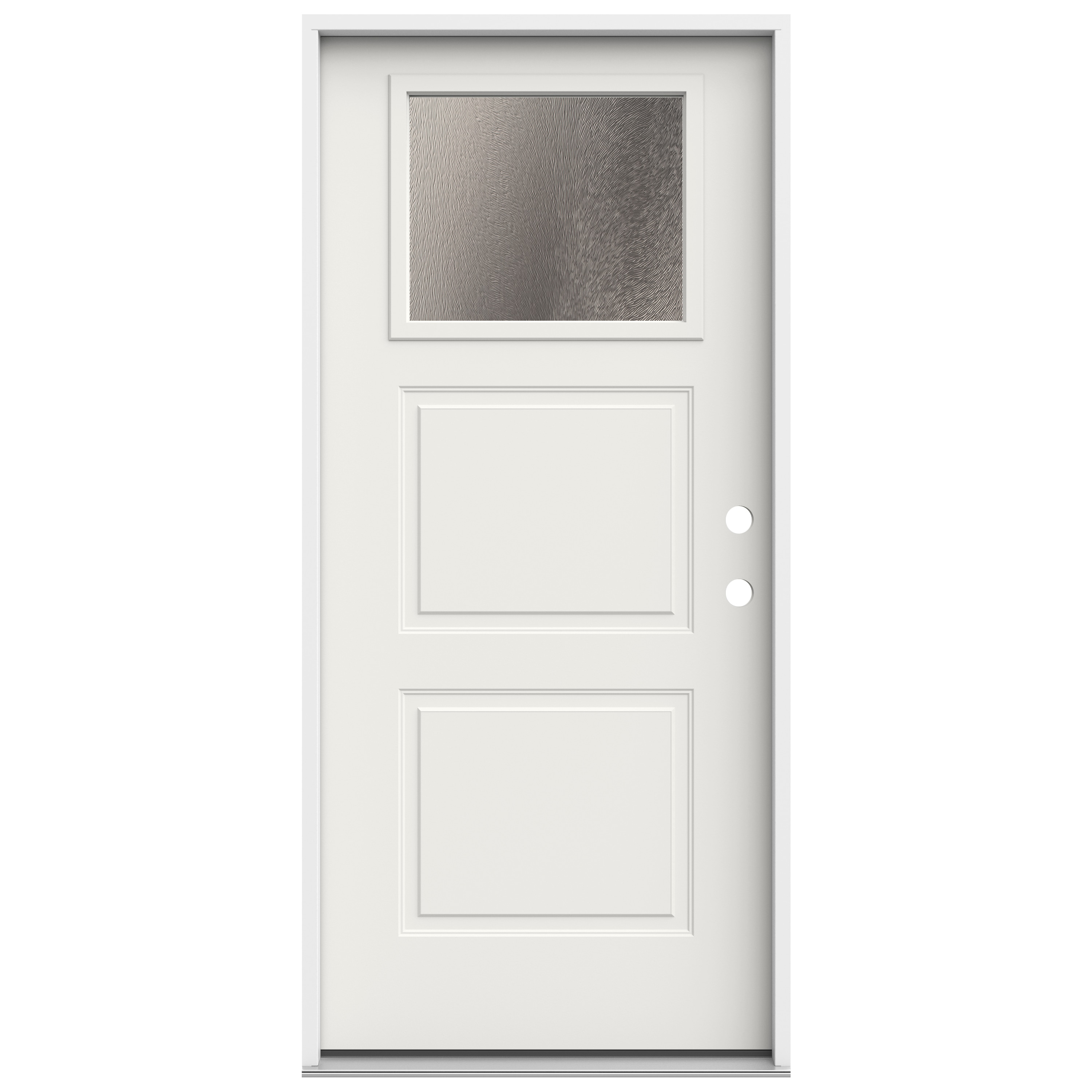 JELD-WEN LOWOLJW250000019 36-in x 80-in x 4-9/16-in Steel 1/4 lite Left-hand inswing White Painted Prehung Front Door Insulating core