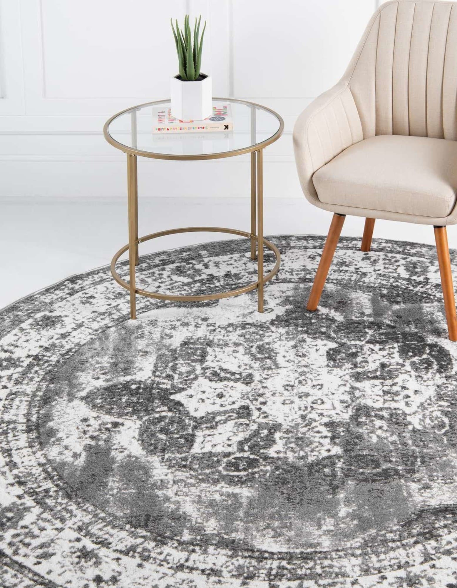 Unique Loom 3193408 Sofia 13 x 13 (ft) Loomed Polypropylene Gray Round Indoor Area rug